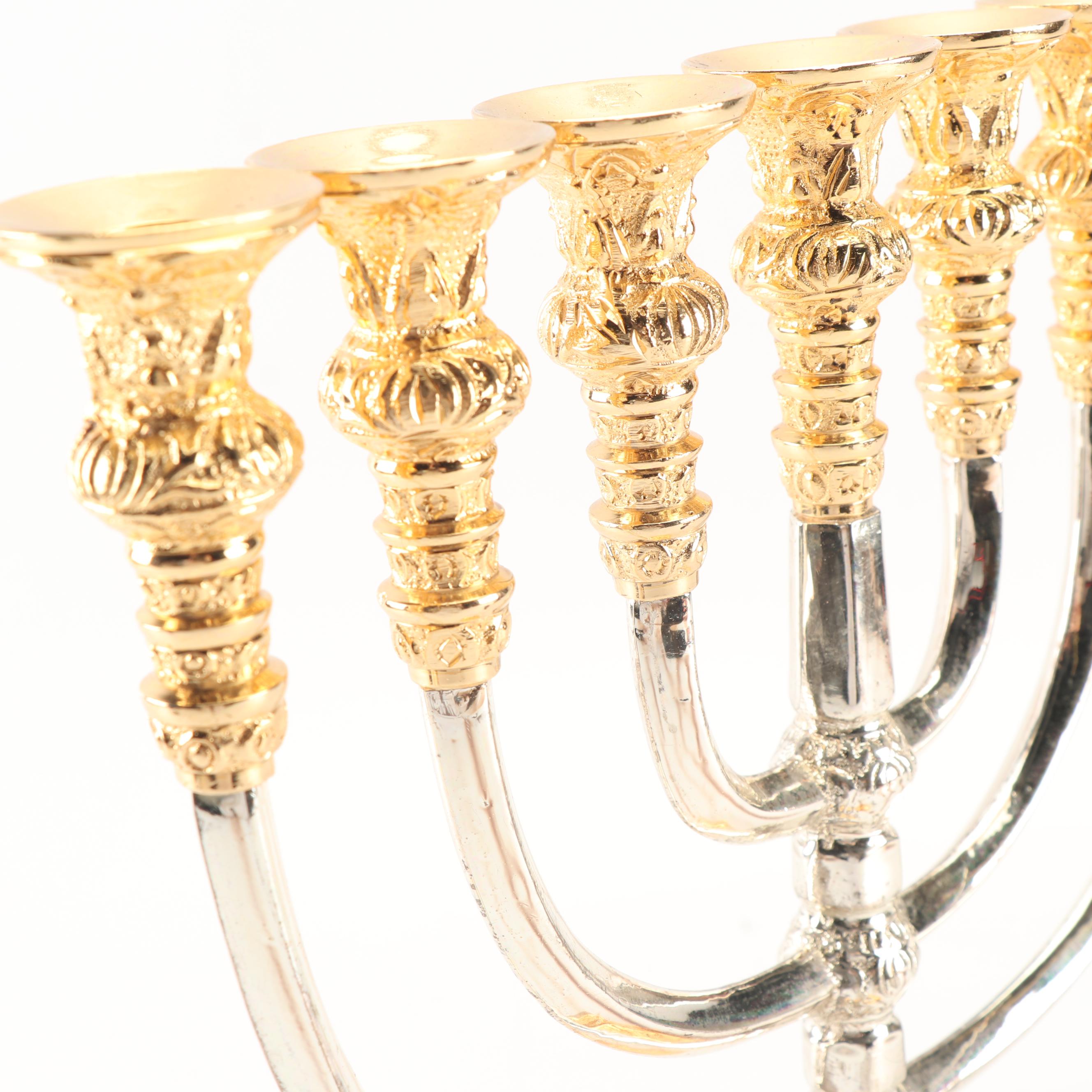 Silver and Gold Plated Jerusalem Menorah