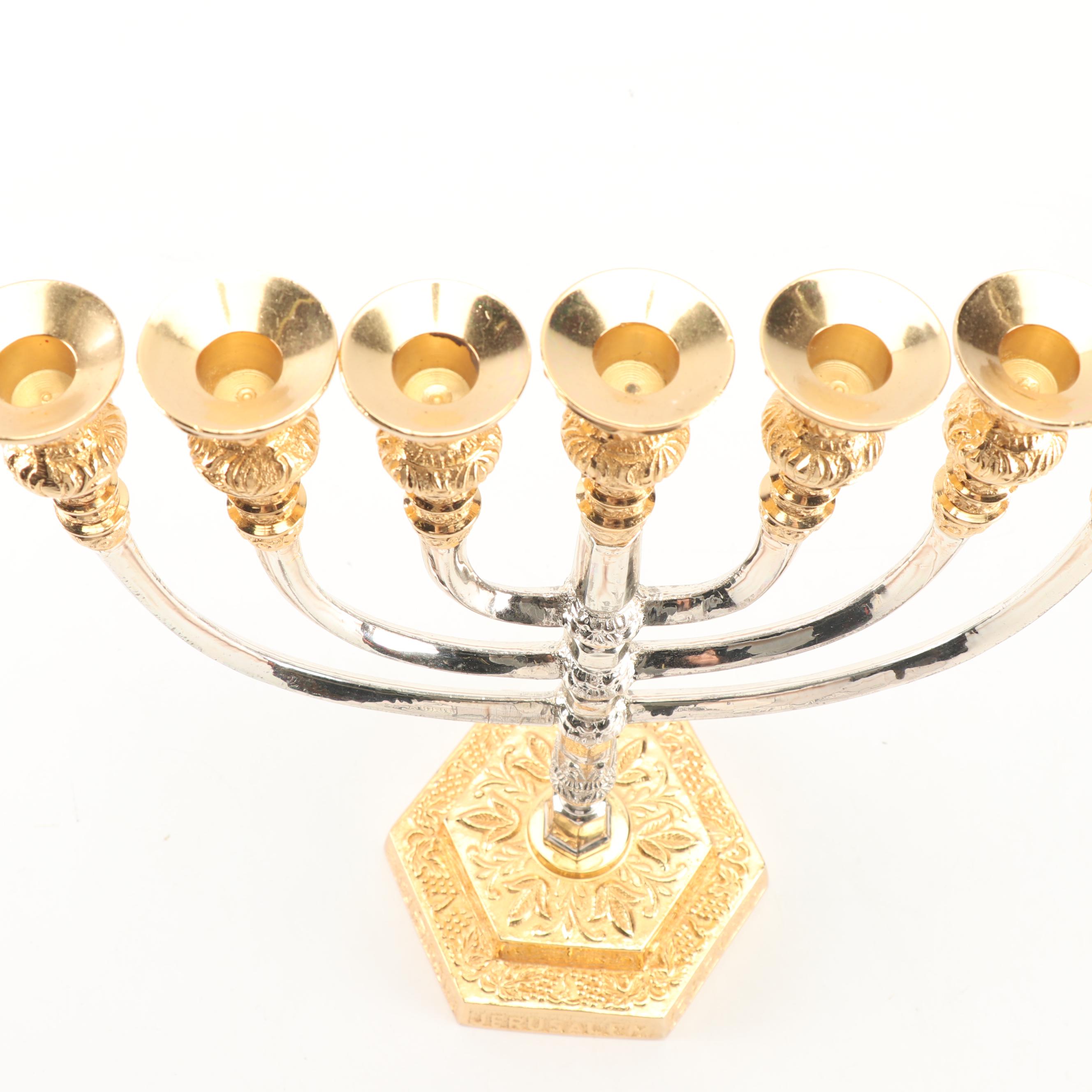 Silver and Gold Plated Jerusalem Menorah
