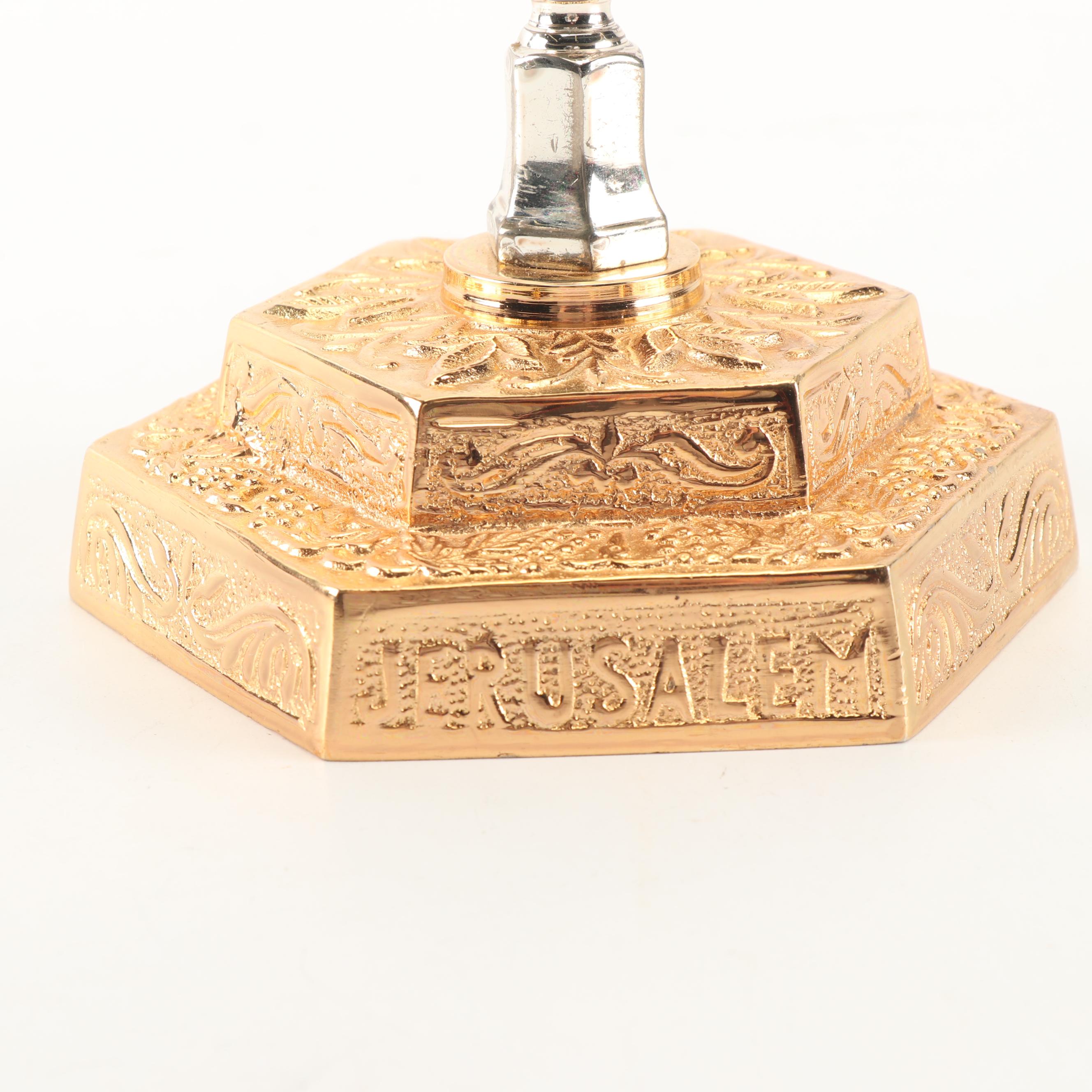 Silver and Gold Plated Jerusalem Menorah