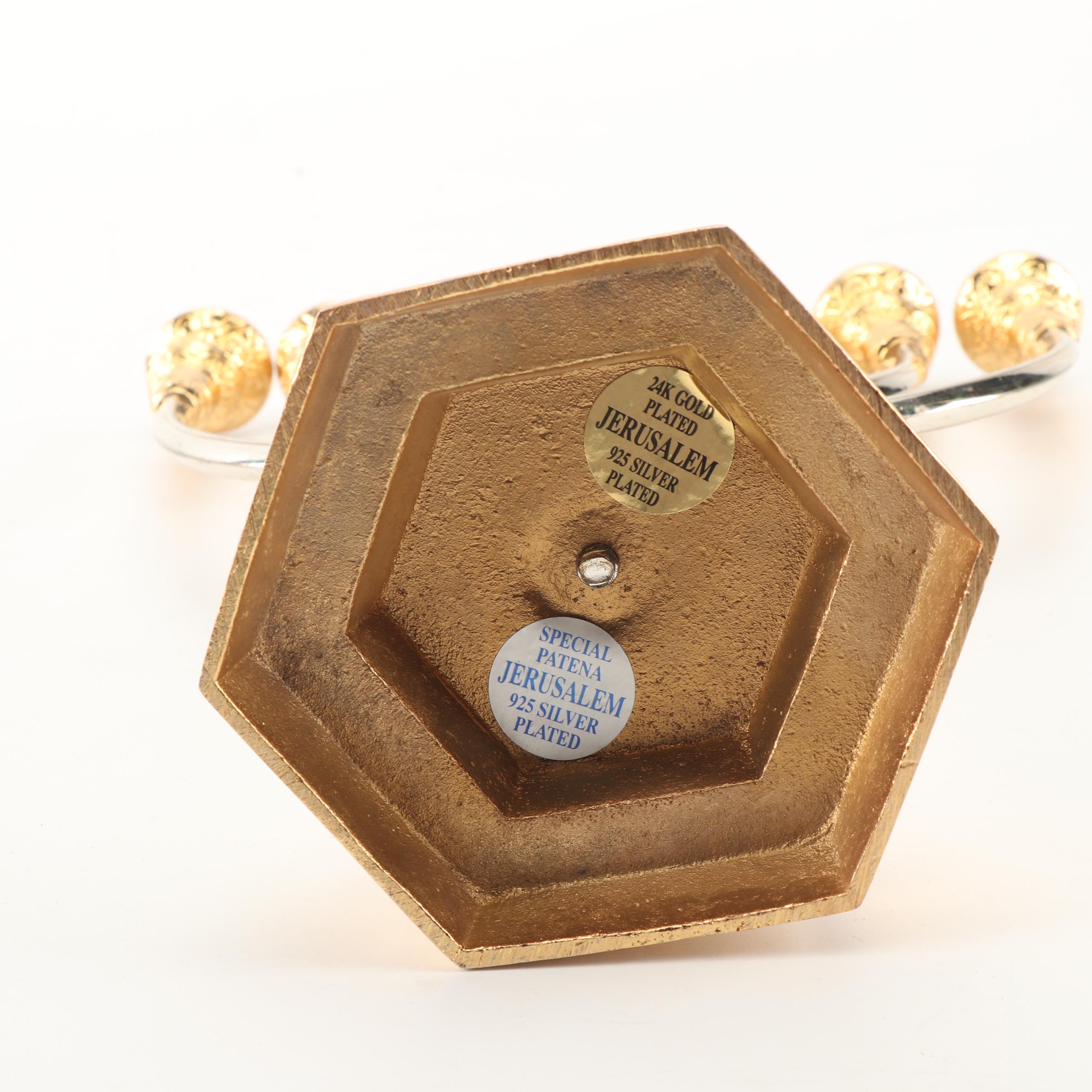 Silver and Gold Plated Jerusalem Menorah