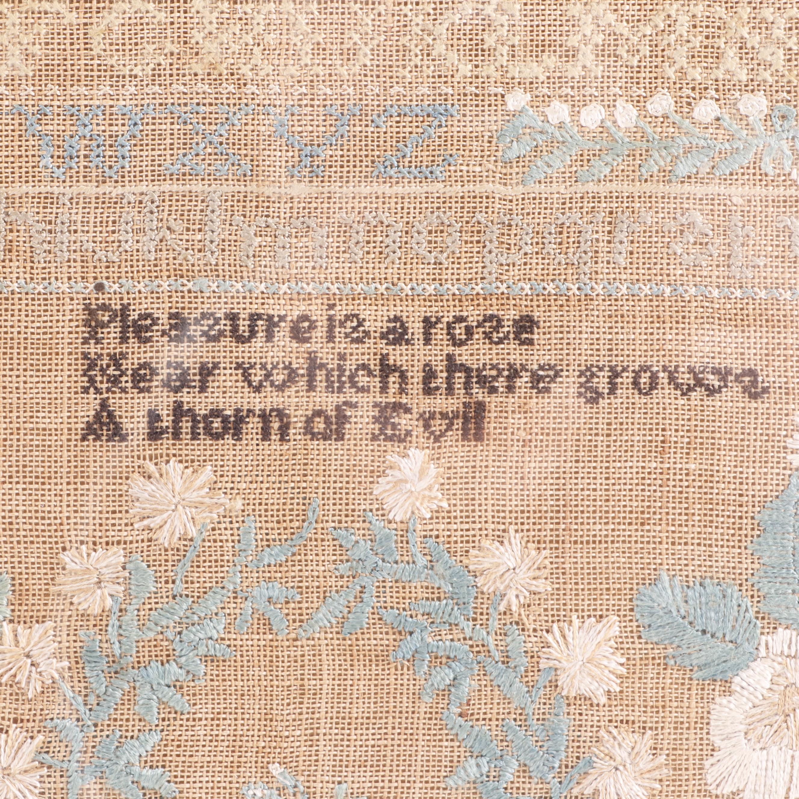 1833 Temperance Themed Cross-Stitch Sampler