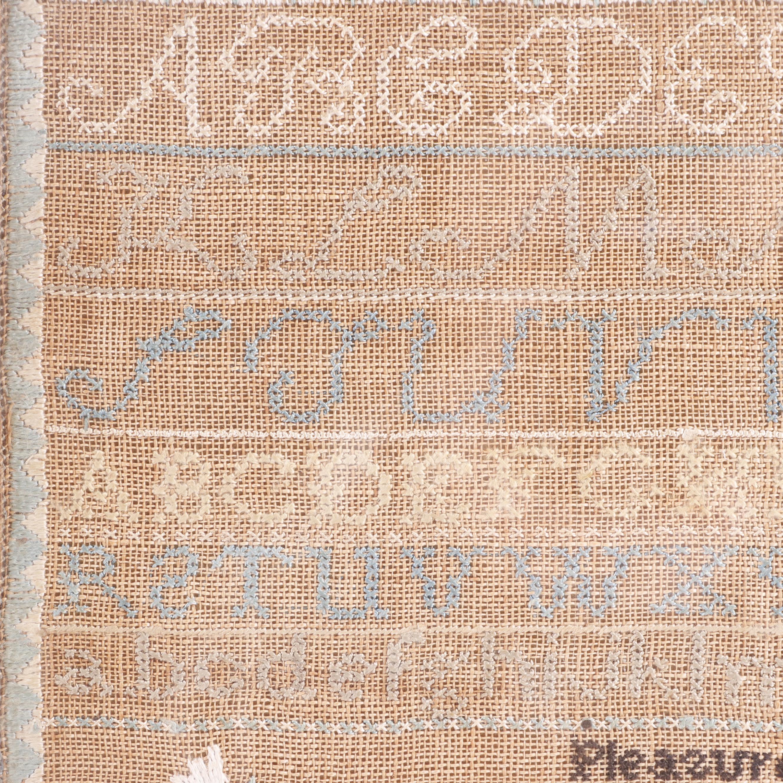1833 Temperance Themed Cross-Stitch Sampler