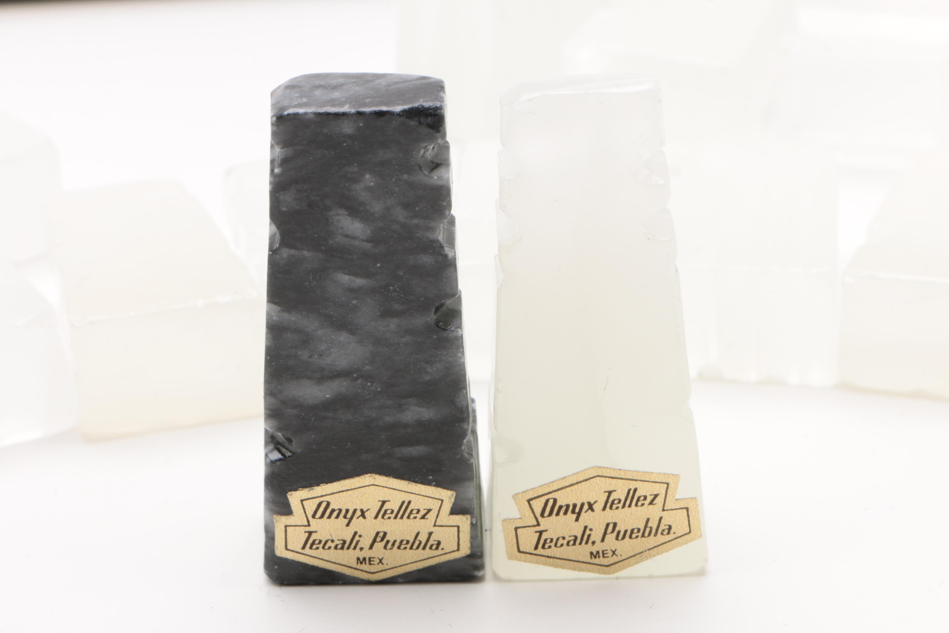 Onyx Tellez Mexican Carved Onyx and White Marble Chess Set