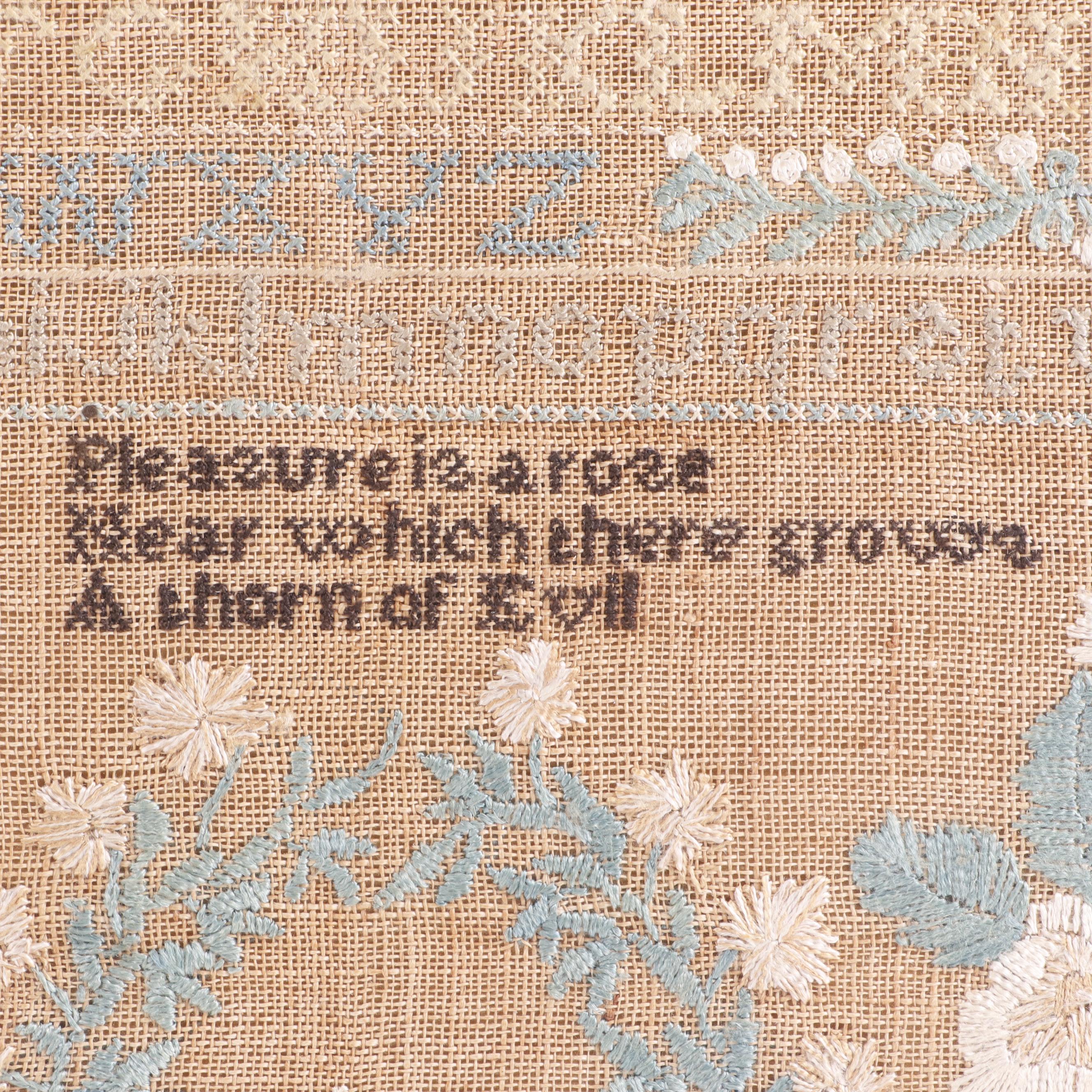 1833 Temperance Themed Cross-Stitch Sampler