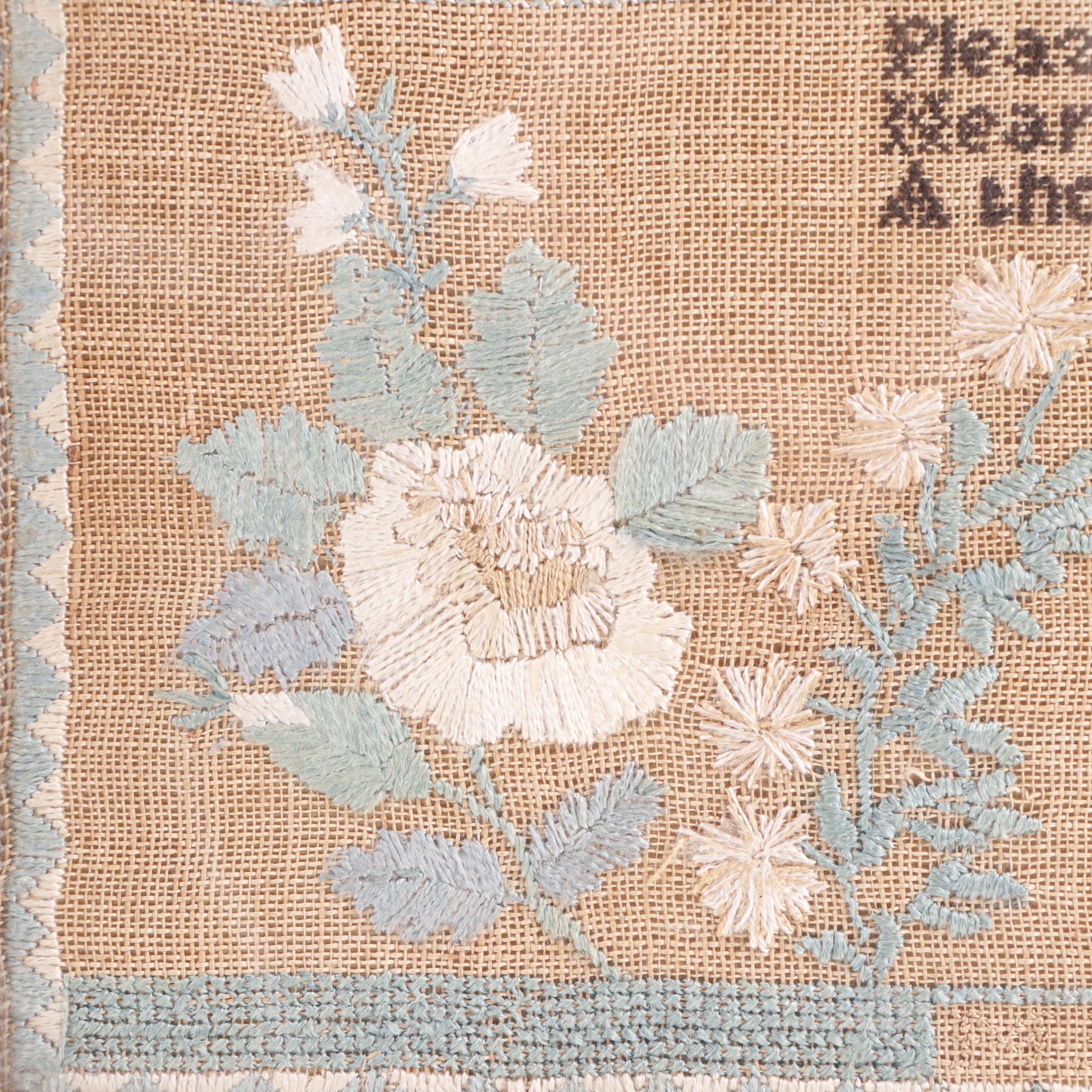 1833 Temperance Themed Cross-Stitch Sampler