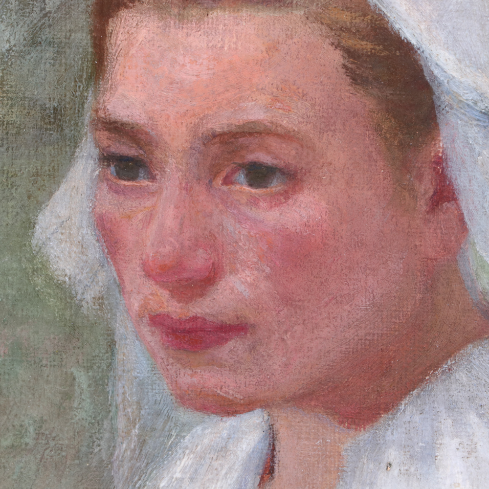 Eudora Hereford 1895 Oil Painting of Mother and Child in Landscape