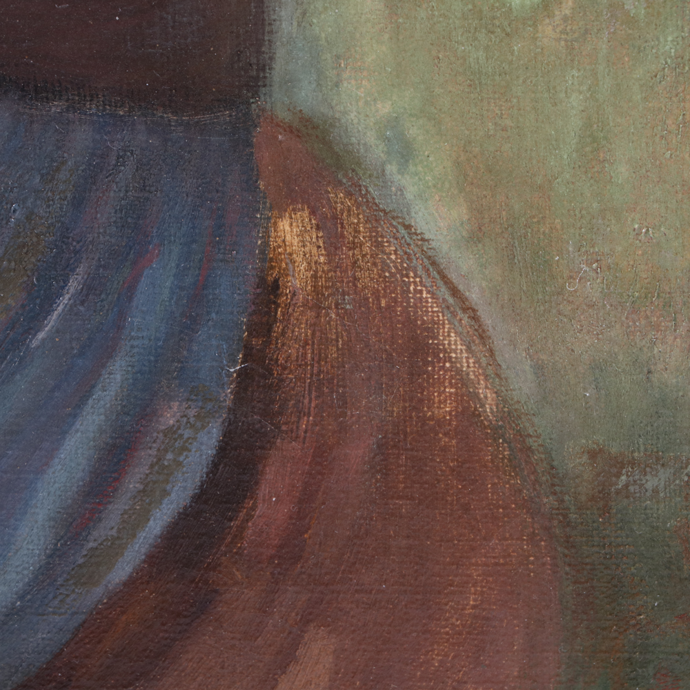 Eudora Hereford 1895 Oil Painting of Mother and Child in Landscape