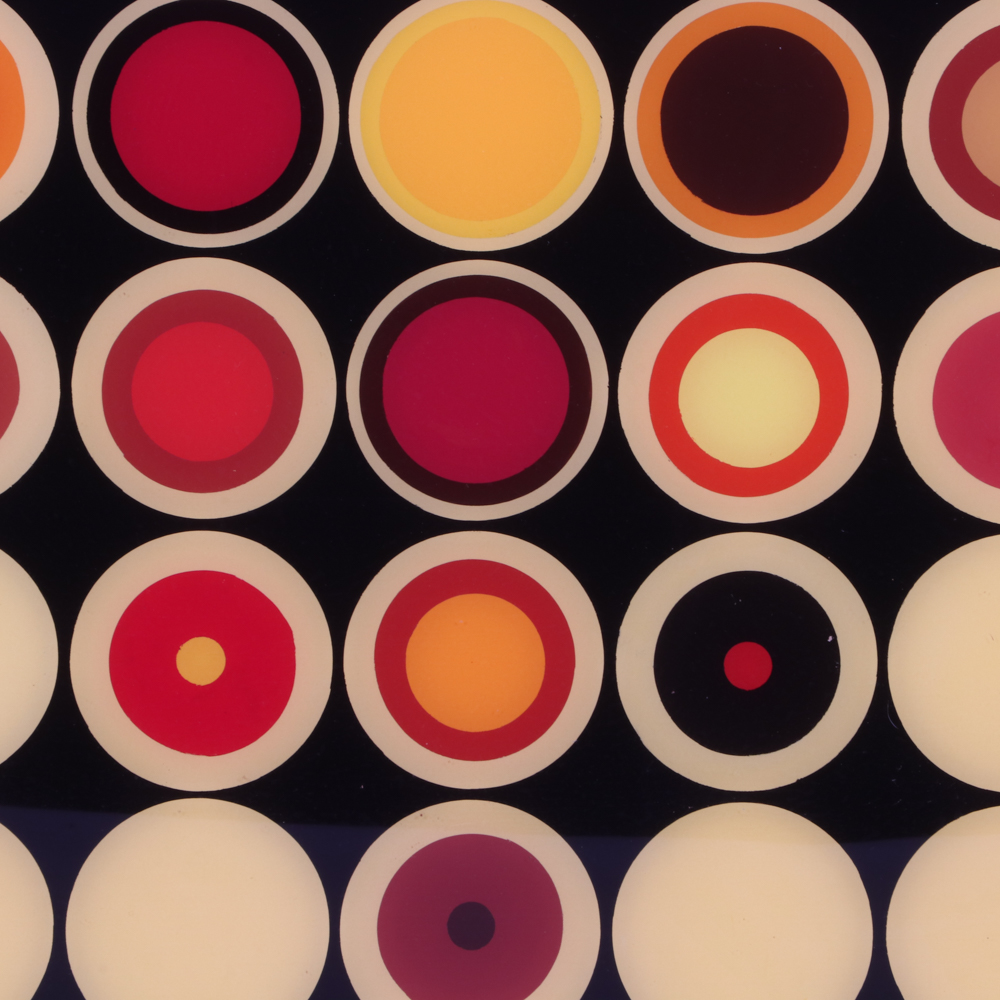 Evelyn Liner 1984 Reverse Acrylic Painting on Plexiglass "81 Targets"