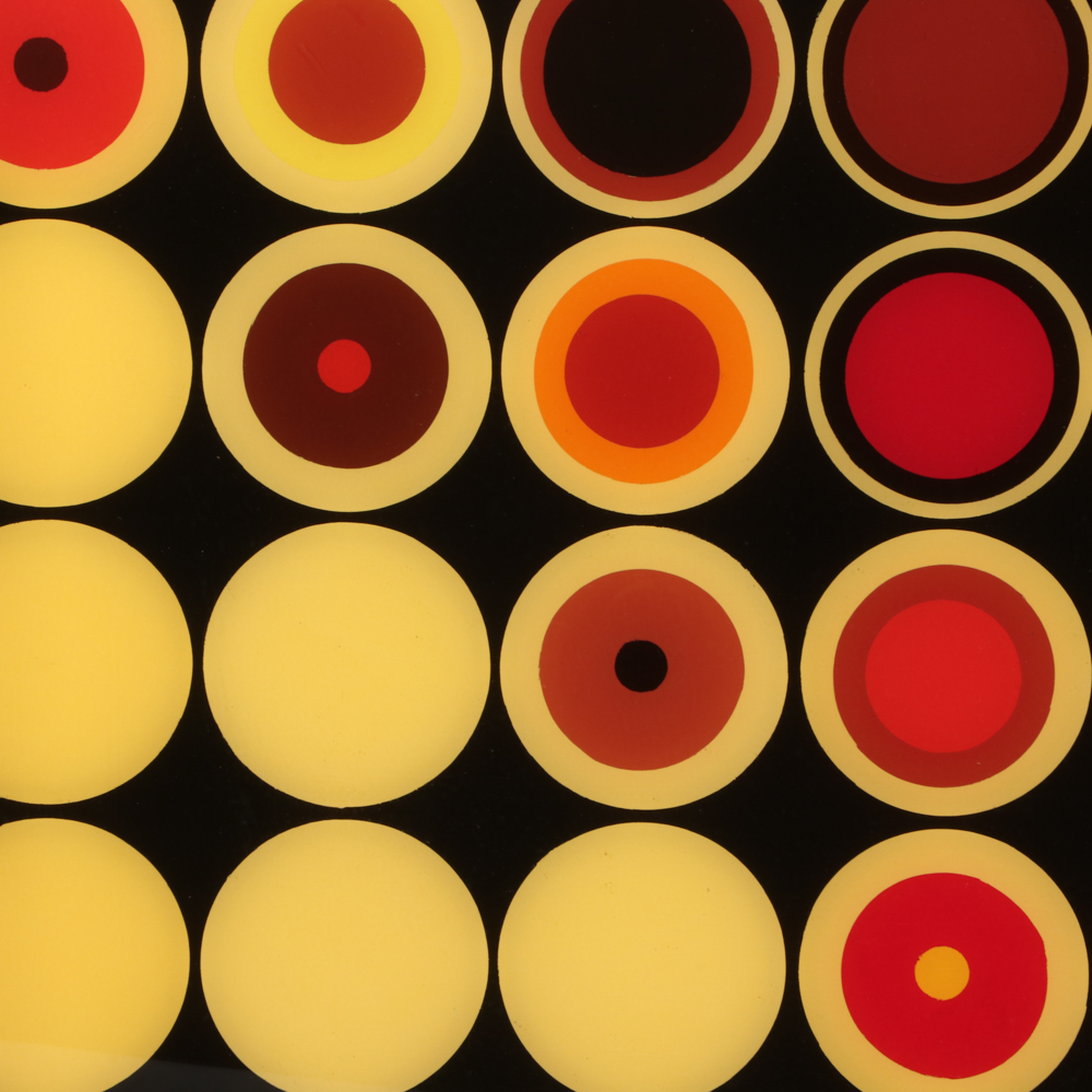 Evelyn Liner 1984 Reverse Acrylic Painting on Plexiglass "81 Targets"