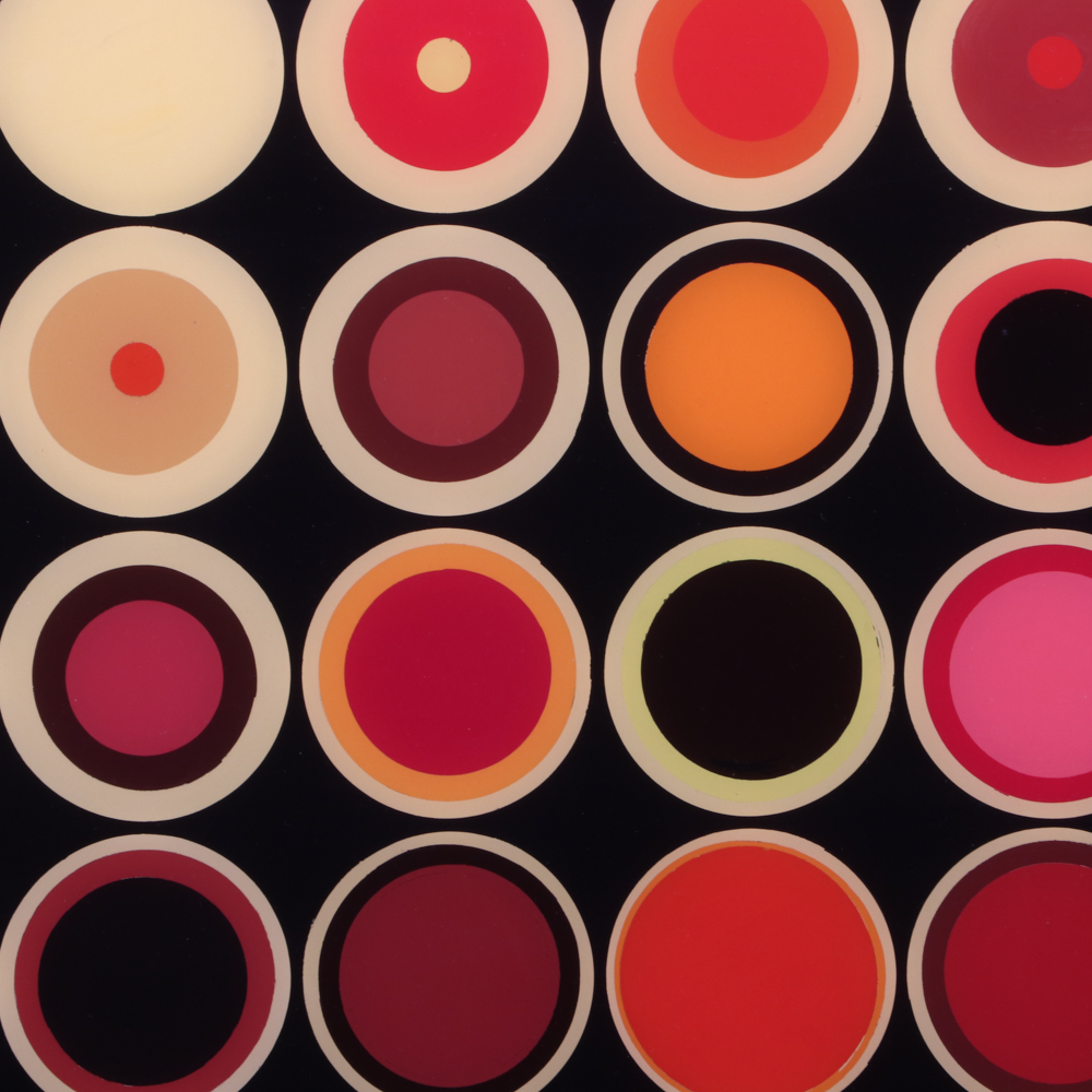 Evelyn Liner 1984 Reverse Acrylic Painting on Plexiglass "81 Targets"