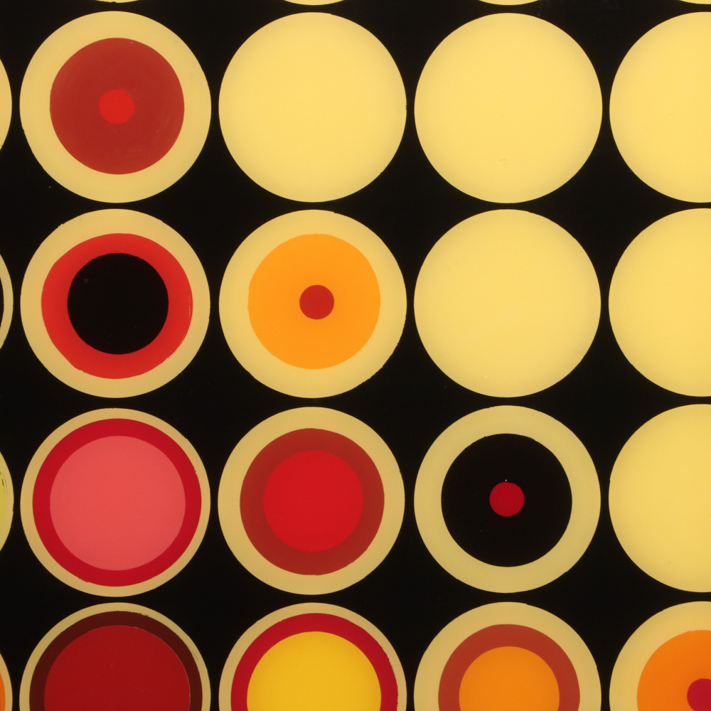 Evelyn Liner 1984 Reverse Acrylic Painting on Plexiglass "81 Targets"