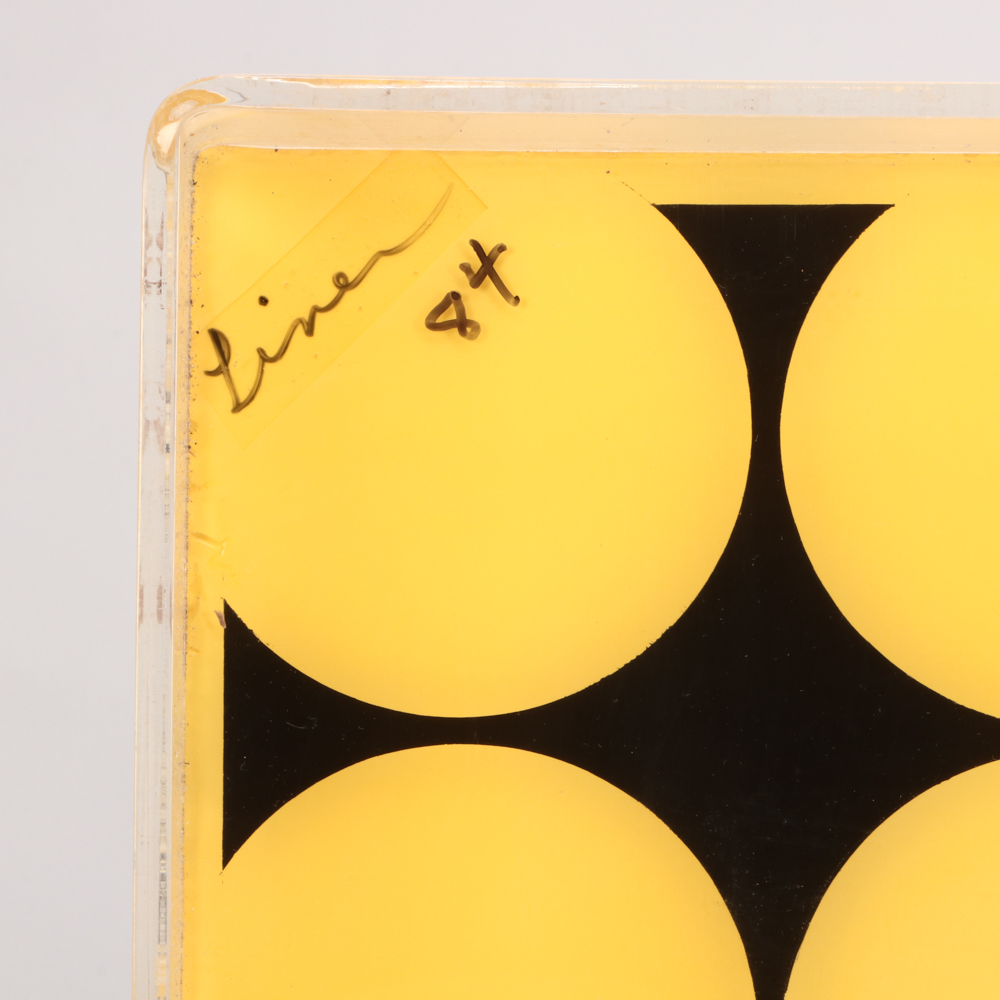 Evelyn Liner 1984 Reverse Acrylic Painting on Plexiglass "81 Targets"