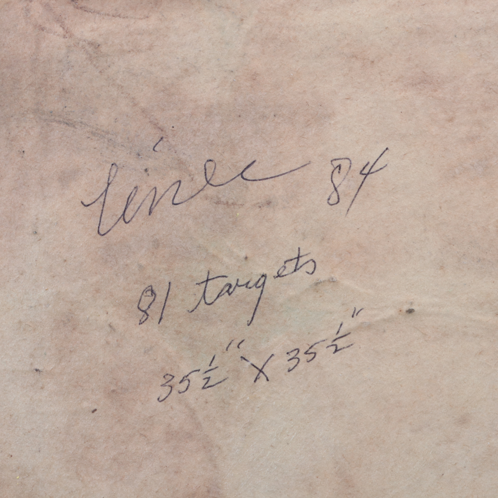 Evelyn Liner 1984 Reverse Acrylic Painting on Plexiglass "81 Targets"