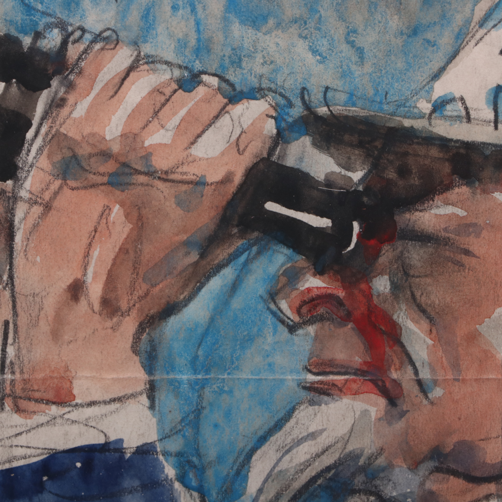 James Montgomery Flagg Watercolor Uncle Sam Sketch "Uncle Sam - Alert"