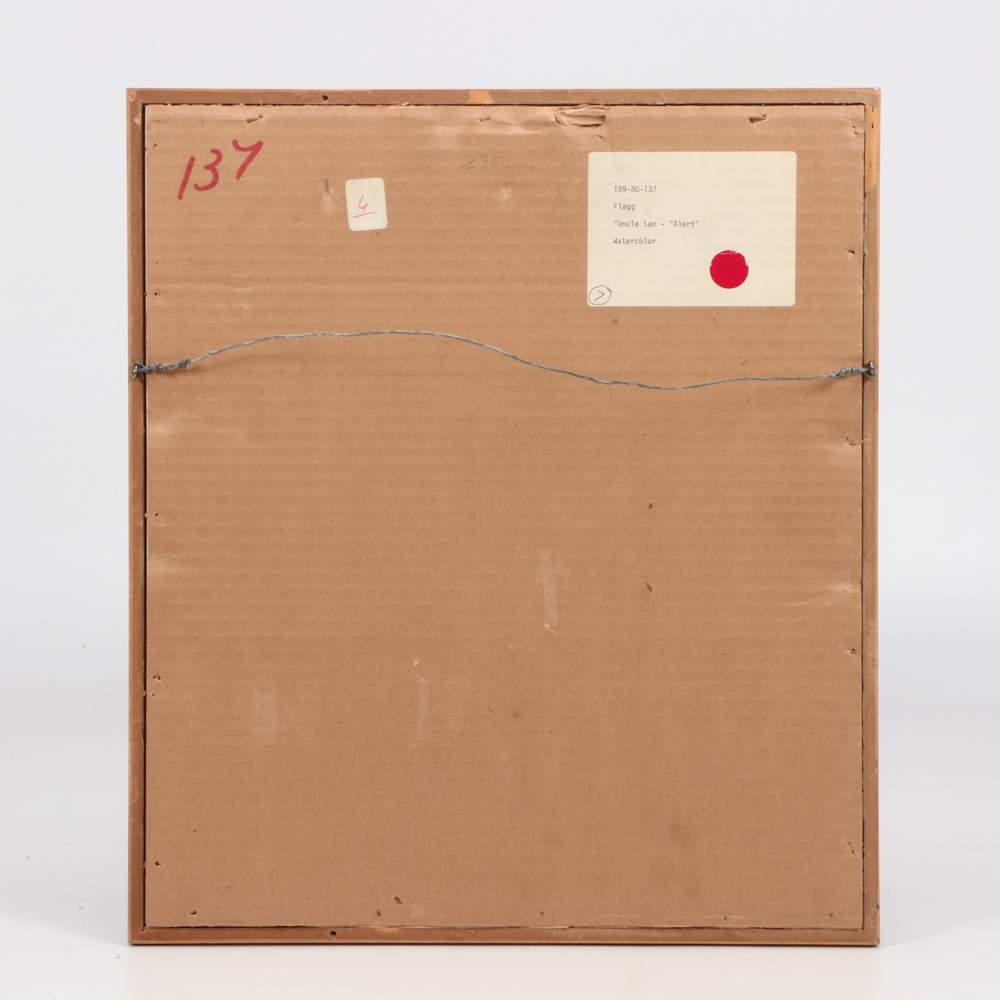 James Montgomery Flagg Watercolor Uncle Sam Sketch "Uncle Sam - Alert"