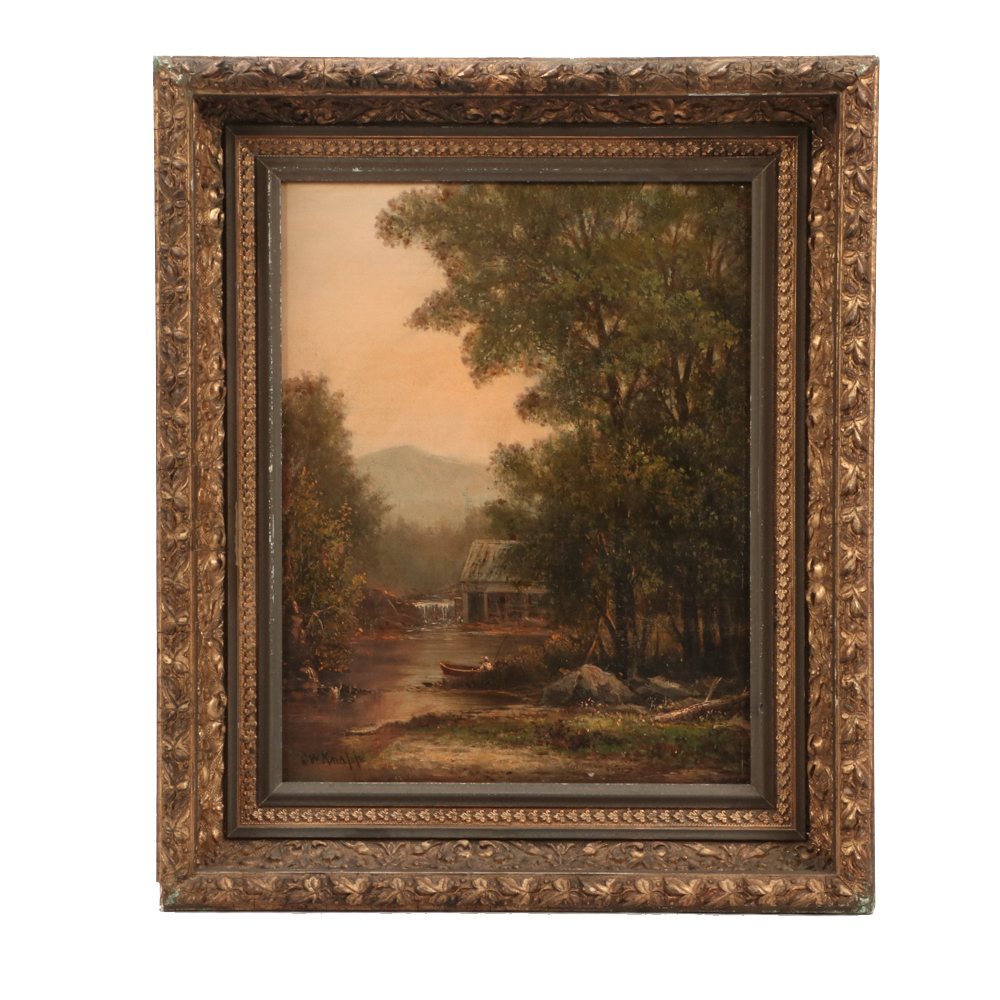 Charles Wilson Knapp Hudson River School Style Oil Painting
