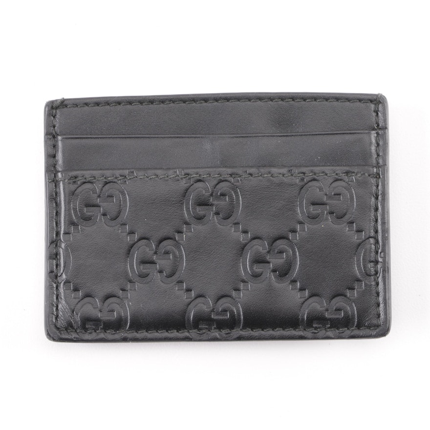 Gucci GG Black Leather Card Case/Money Clip