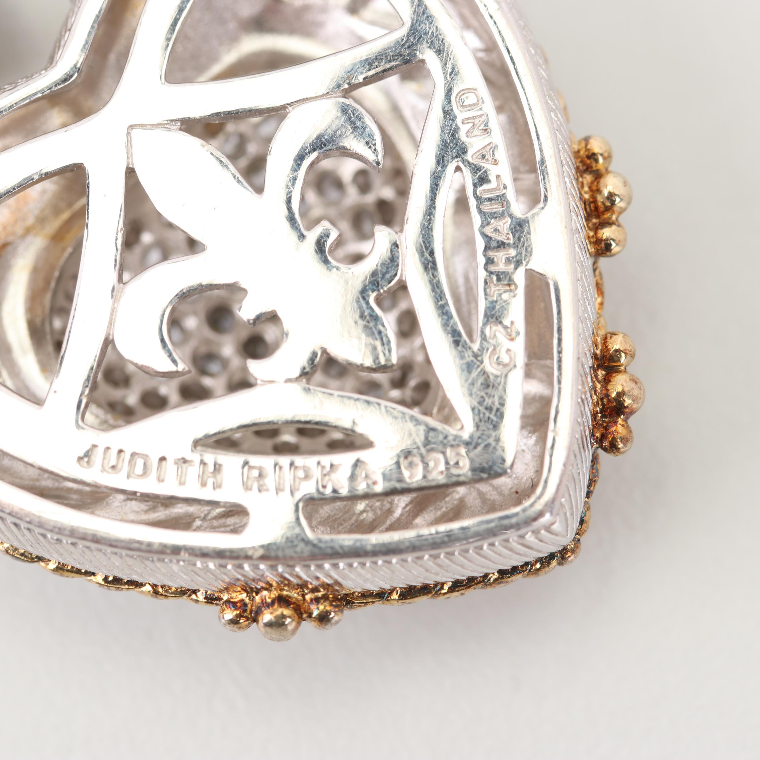 Judith Ripka Gold Wash Sterling Silver Cubic Zirconia Heart Pendant Necklace