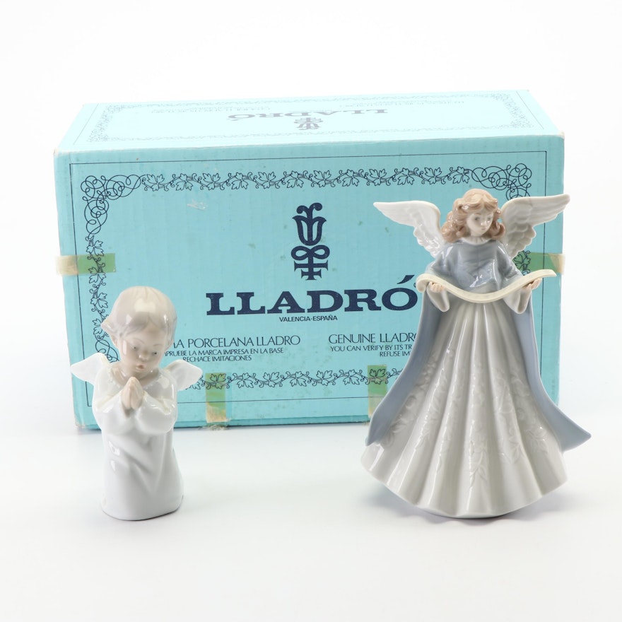 Lladró "Tree Topper '90" Angel Tree Topper and "Angel Praying" Figurine