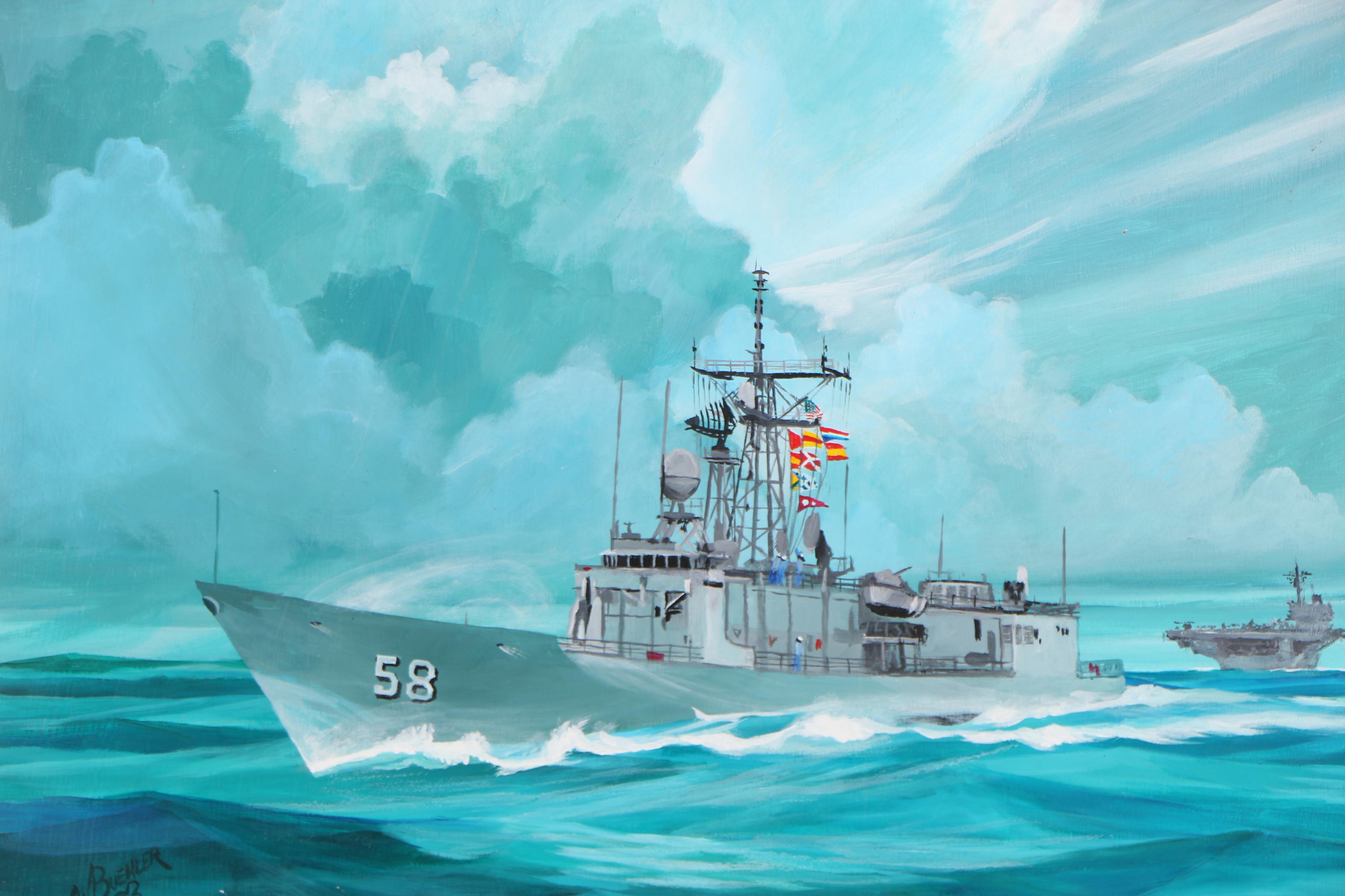 William Buehler Oil Painting "USS Samuel B. Roberts (FFG-58)"