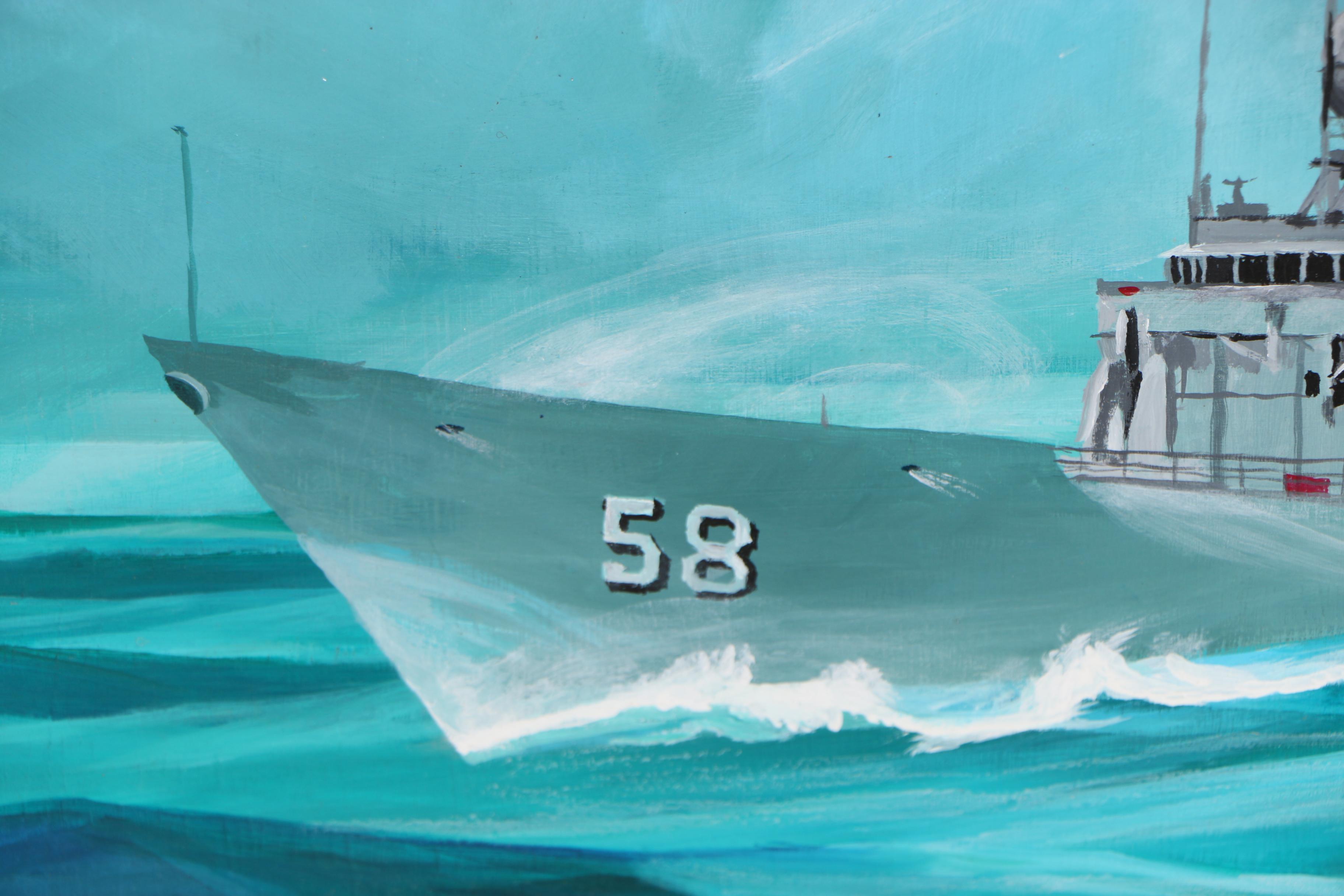 William Buehler Oil Painting "USS Samuel B. Roberts (FFG-58)"