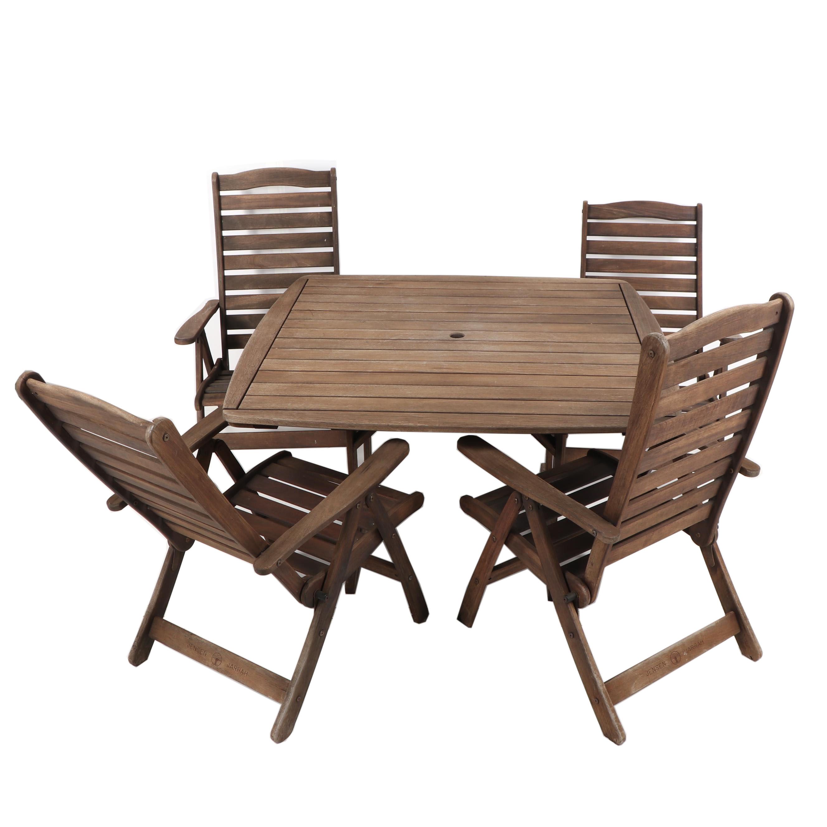 Ipe Patio Dining Table with Folding Armchairs by Jensen Jarrah, 21st Century