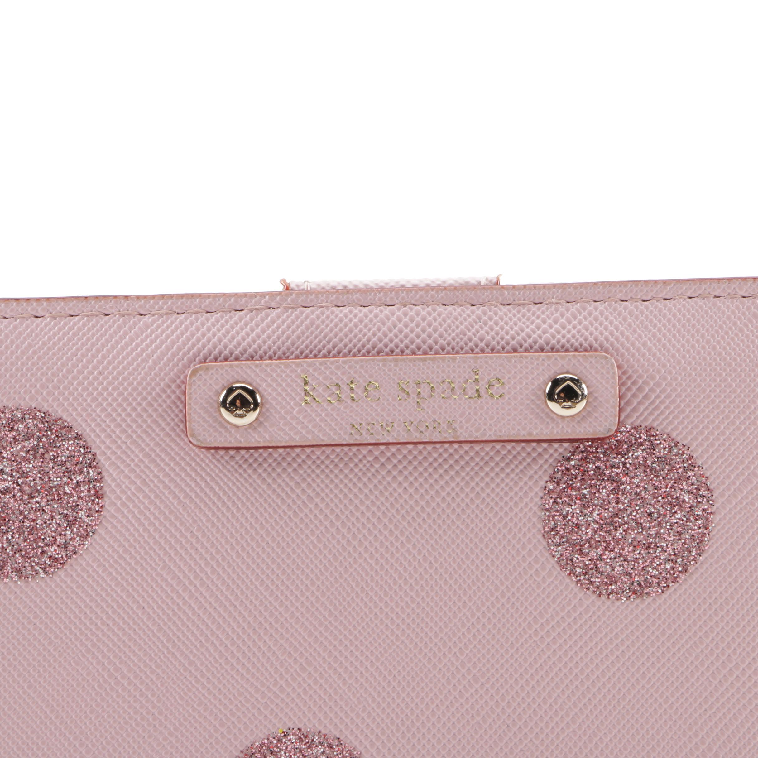 Kate Spade New York Haven Lane Stacy Wallet in Glitter Dot Pink Coated Canvas