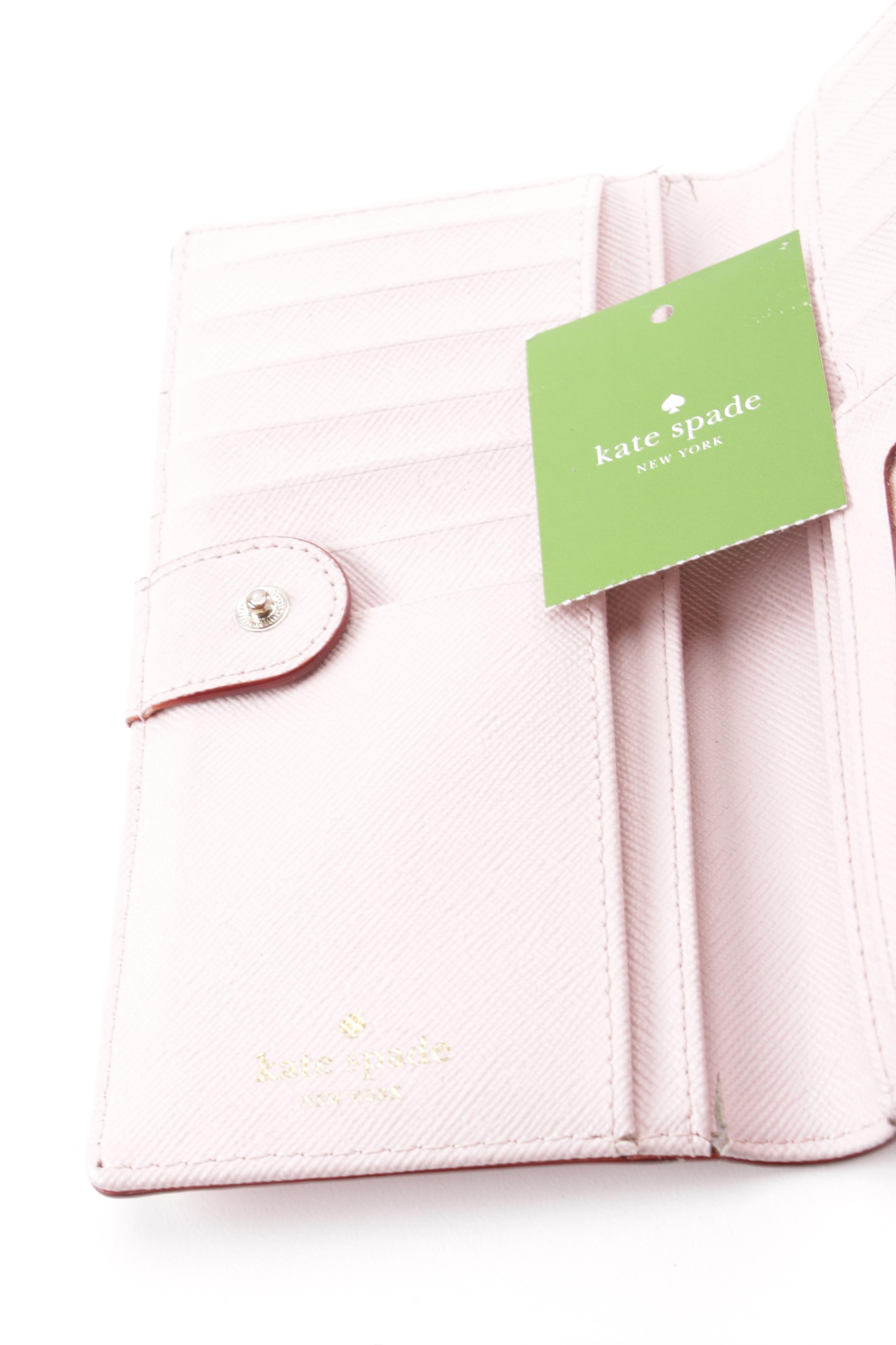 Kate Spade New York Haven Lane Stacy Wallet in Glitter Dot Pink Coated Canvas