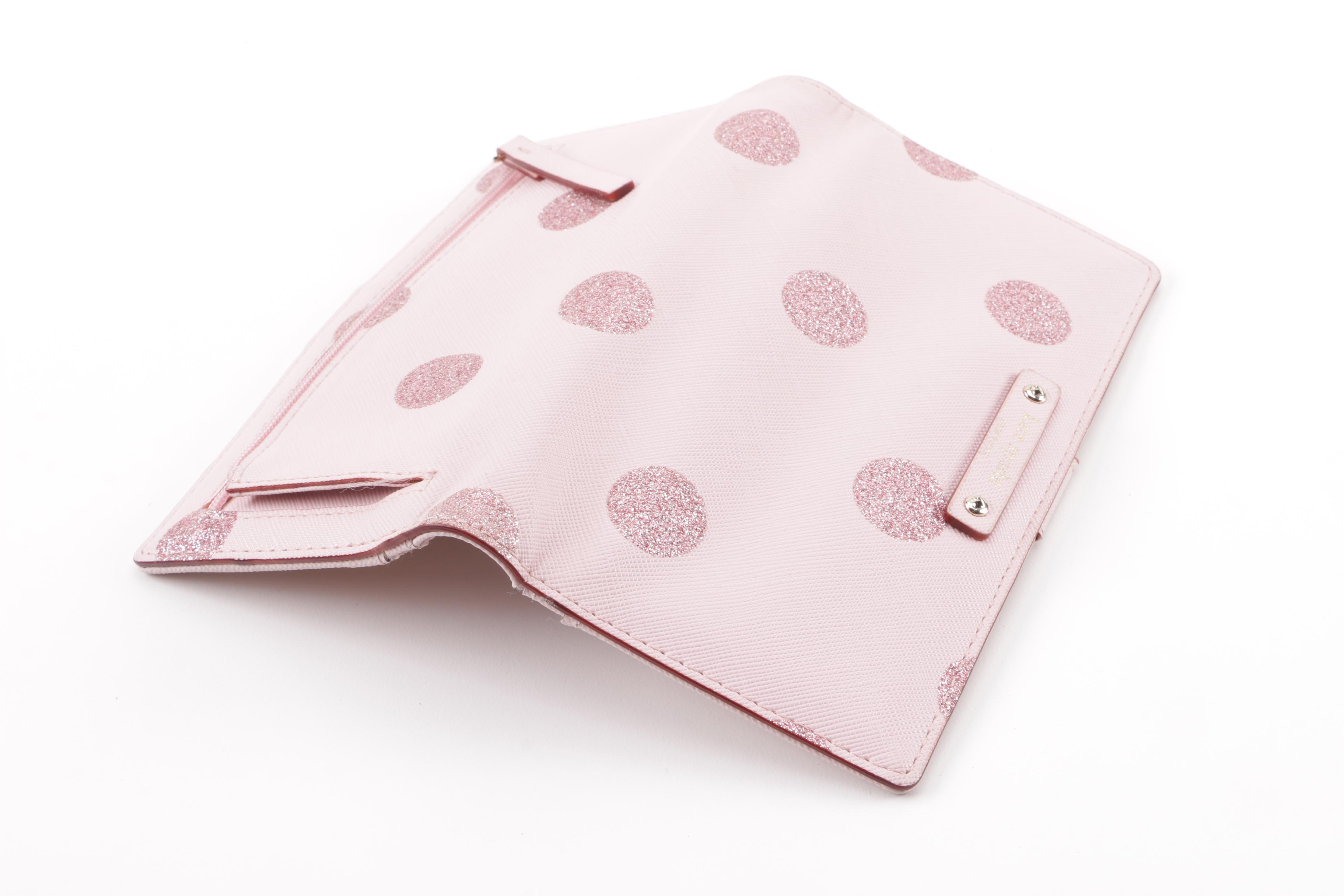 Kate Spade New York Haven Lane Stacy Wallet in Glitter Dot Pink Coated Canvas