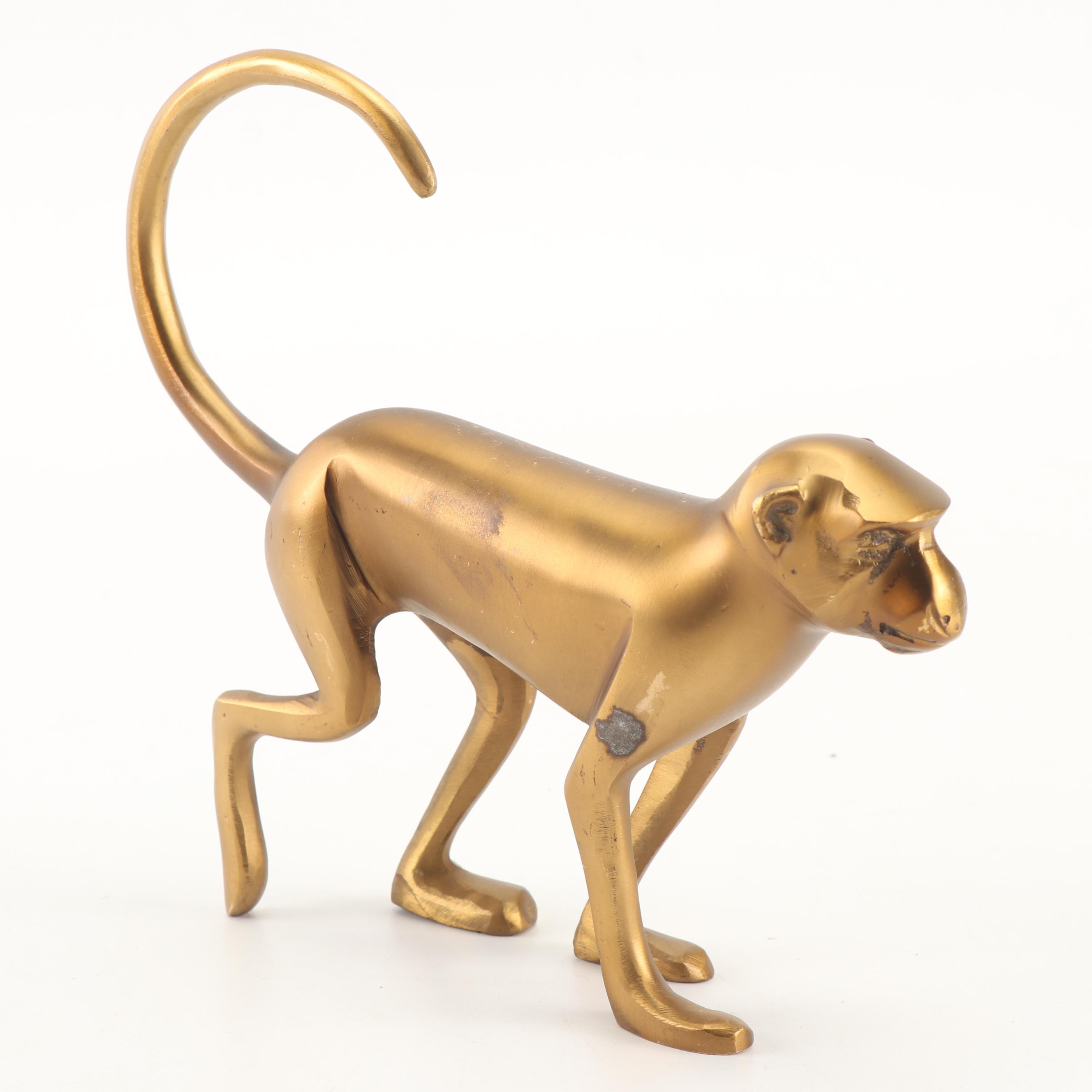 Williams Sonoma Brass "Walking Monkey" Sculpture
