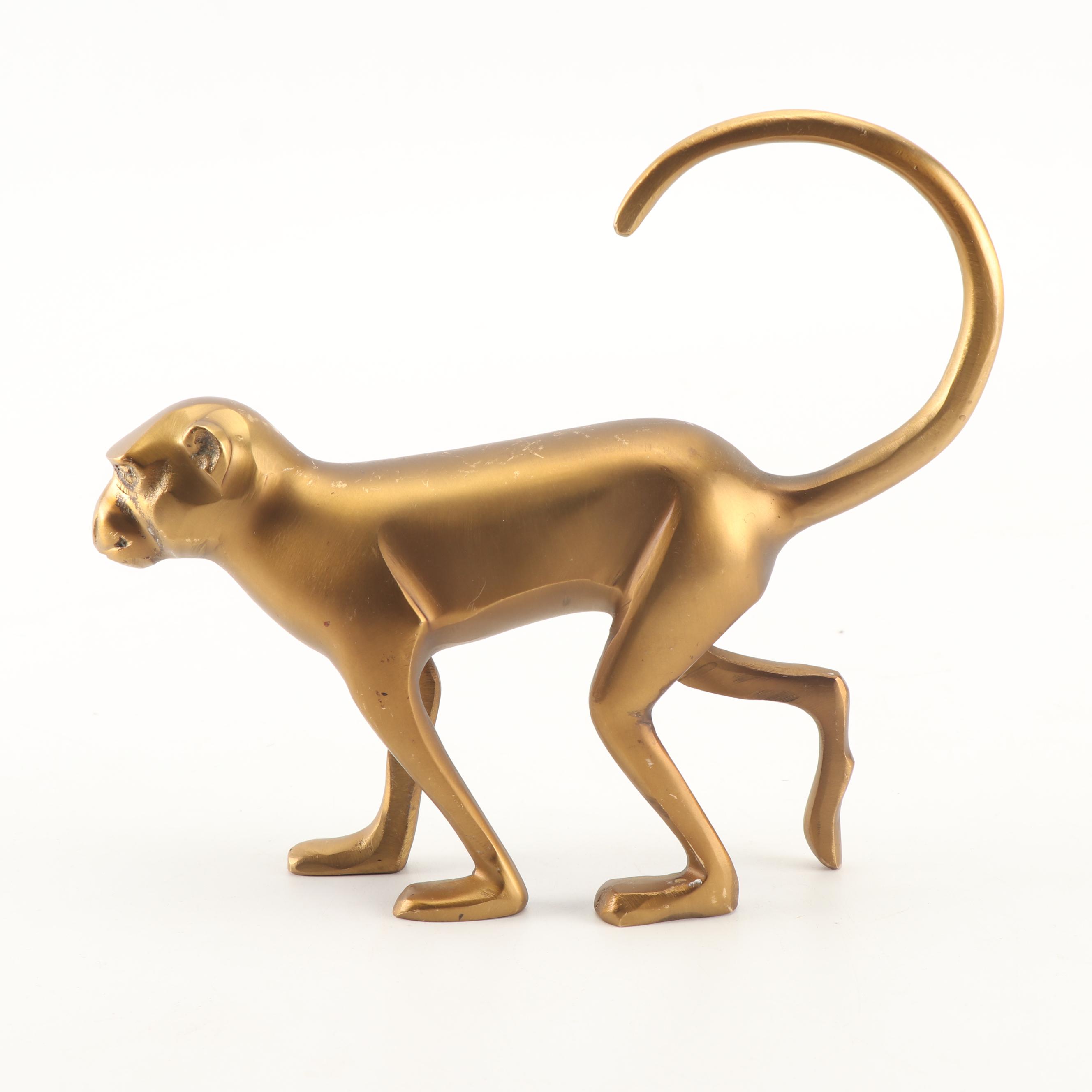 Williams Sonoma Brass "Walking Monkey" Sculpture