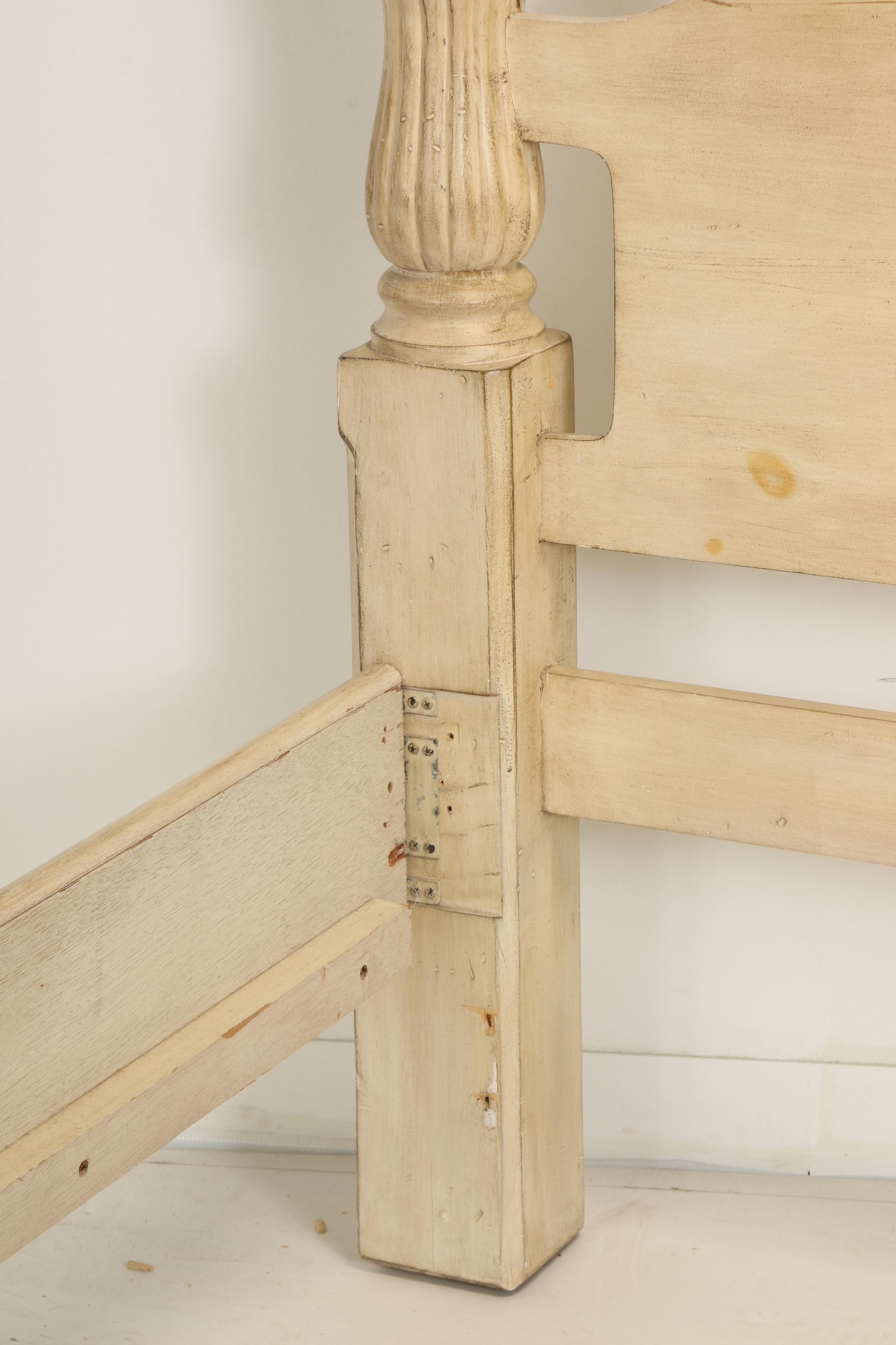 Contemporary French Provincial Style Cream-Painted King Size Bed Frame