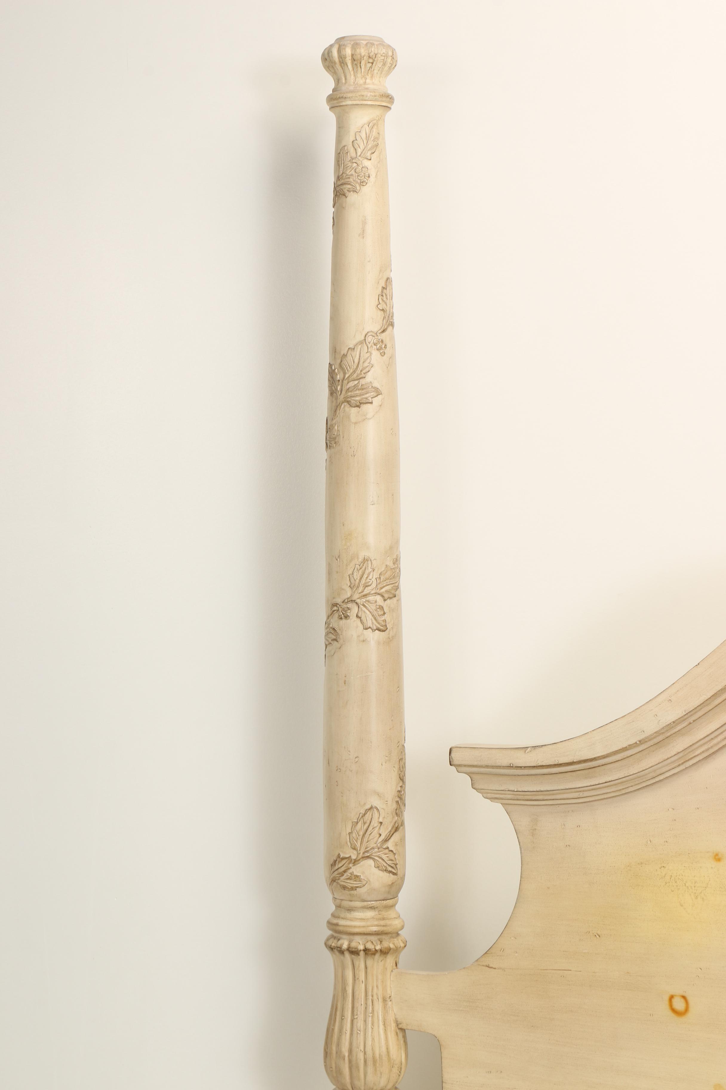 Contemporary French Provincial Style Cream-Painted King Size Bed Frame