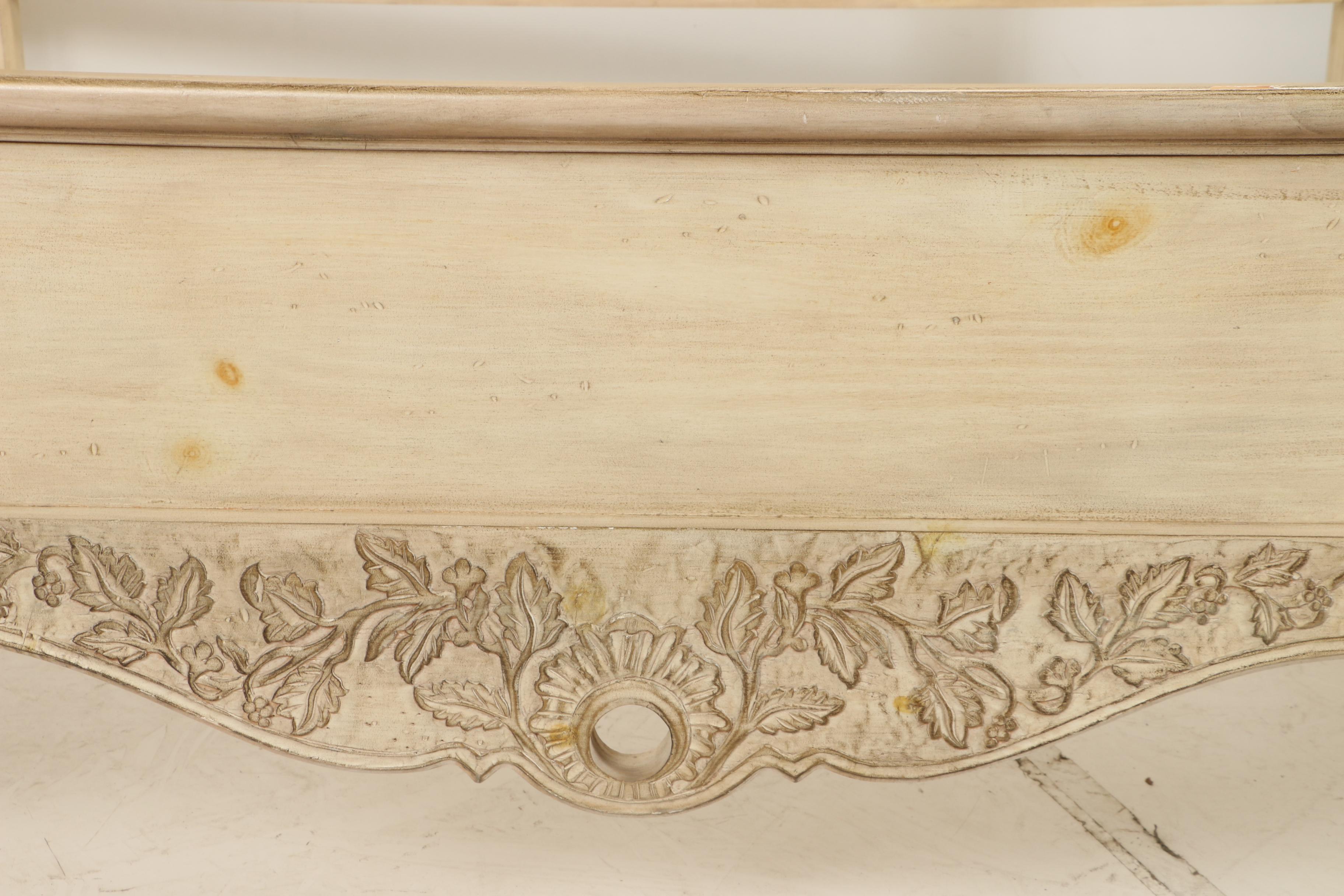 Contemporary French Provincial Style Cream-Painted King Size Bed Frame