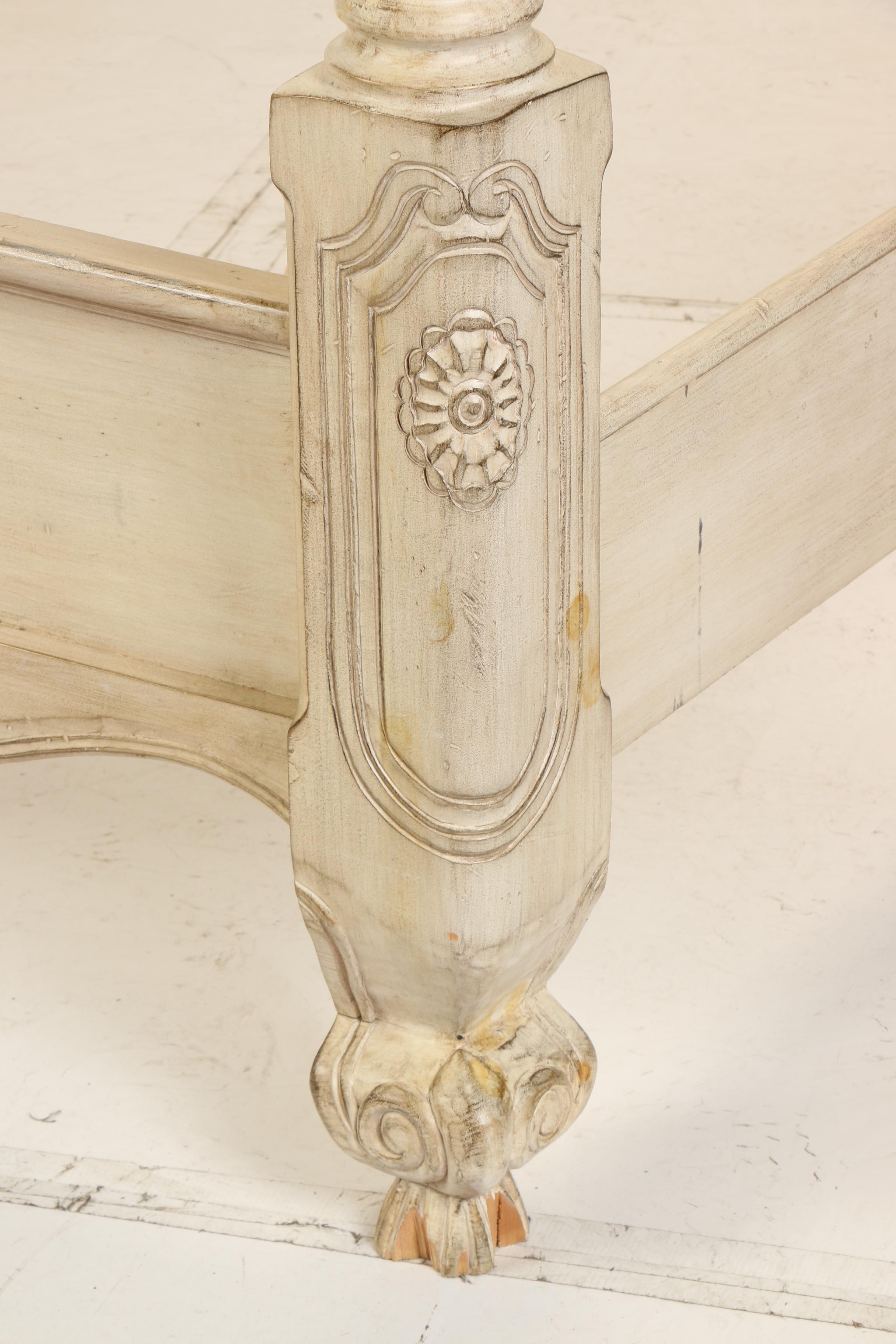 Contemporary French Provincial Style Cream-Painted King Size Bed Frame
