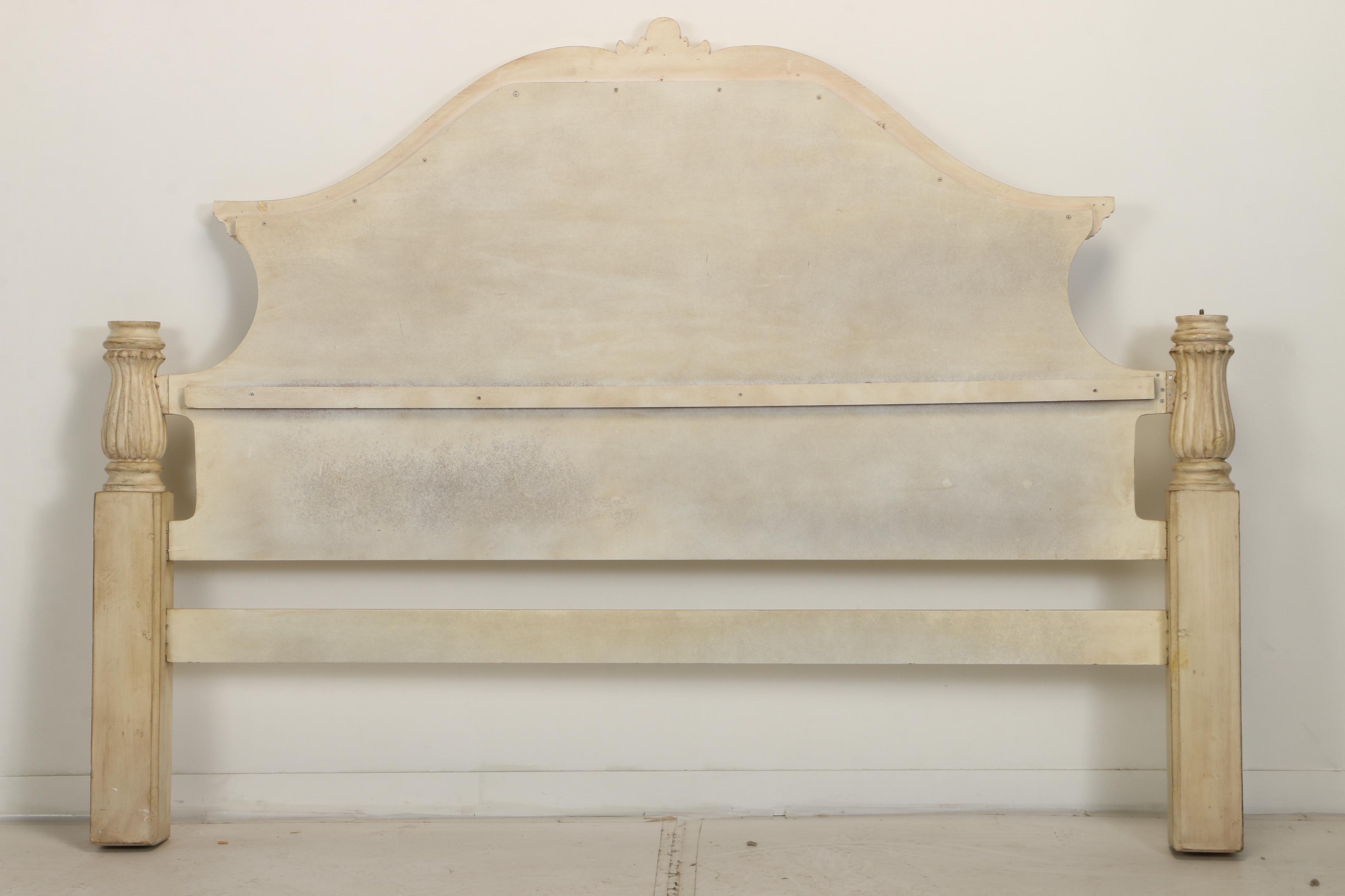 Contemporary French Provincial Style Cream-Painted King Size Bed Frame