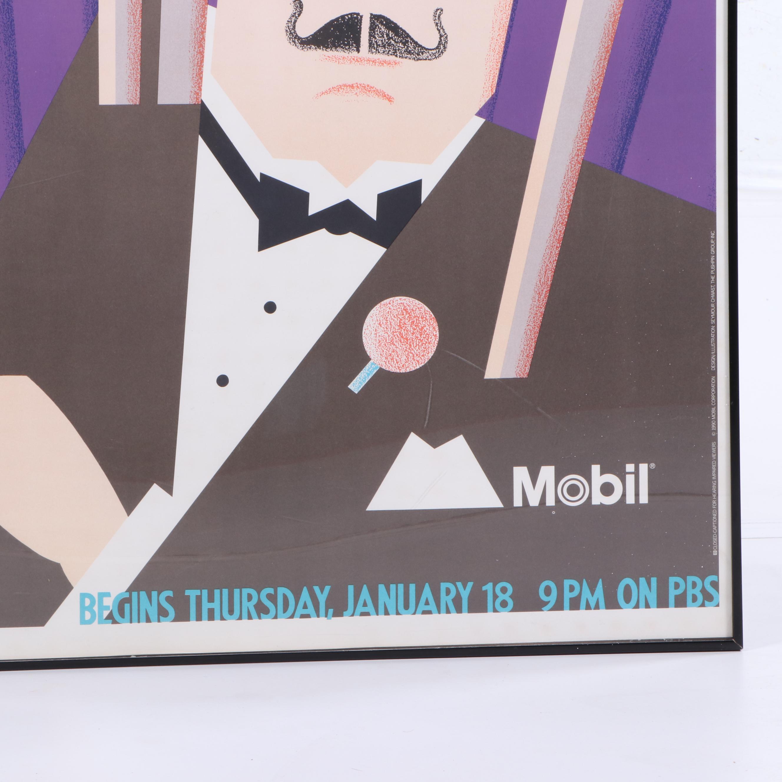 1990 PBS Mystery! "Agatha Christie's Poirot" Advertisement Poster