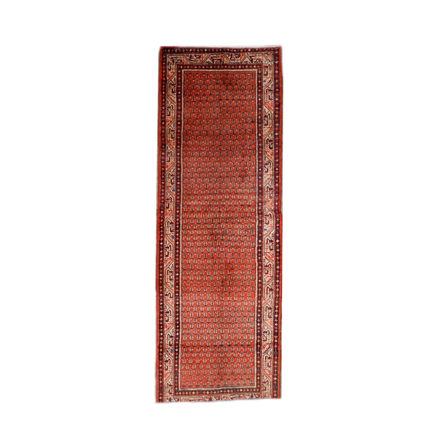 Hand-Knotted Indo-Persian Mir Seraband Wool Carpet Runner