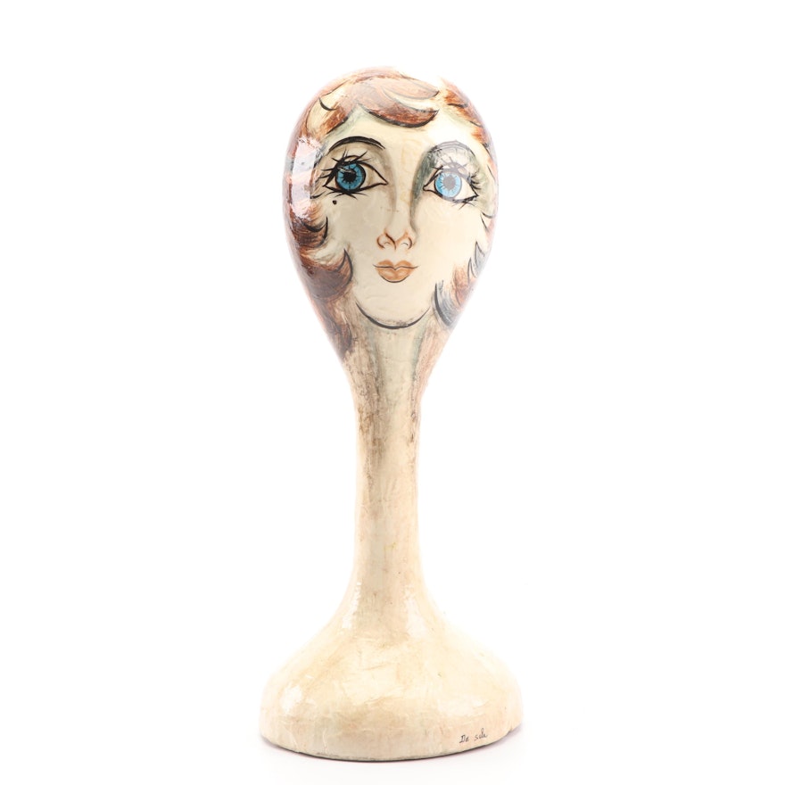 Mid-Century De Sela Papier-Mâché Head Form Mannequin