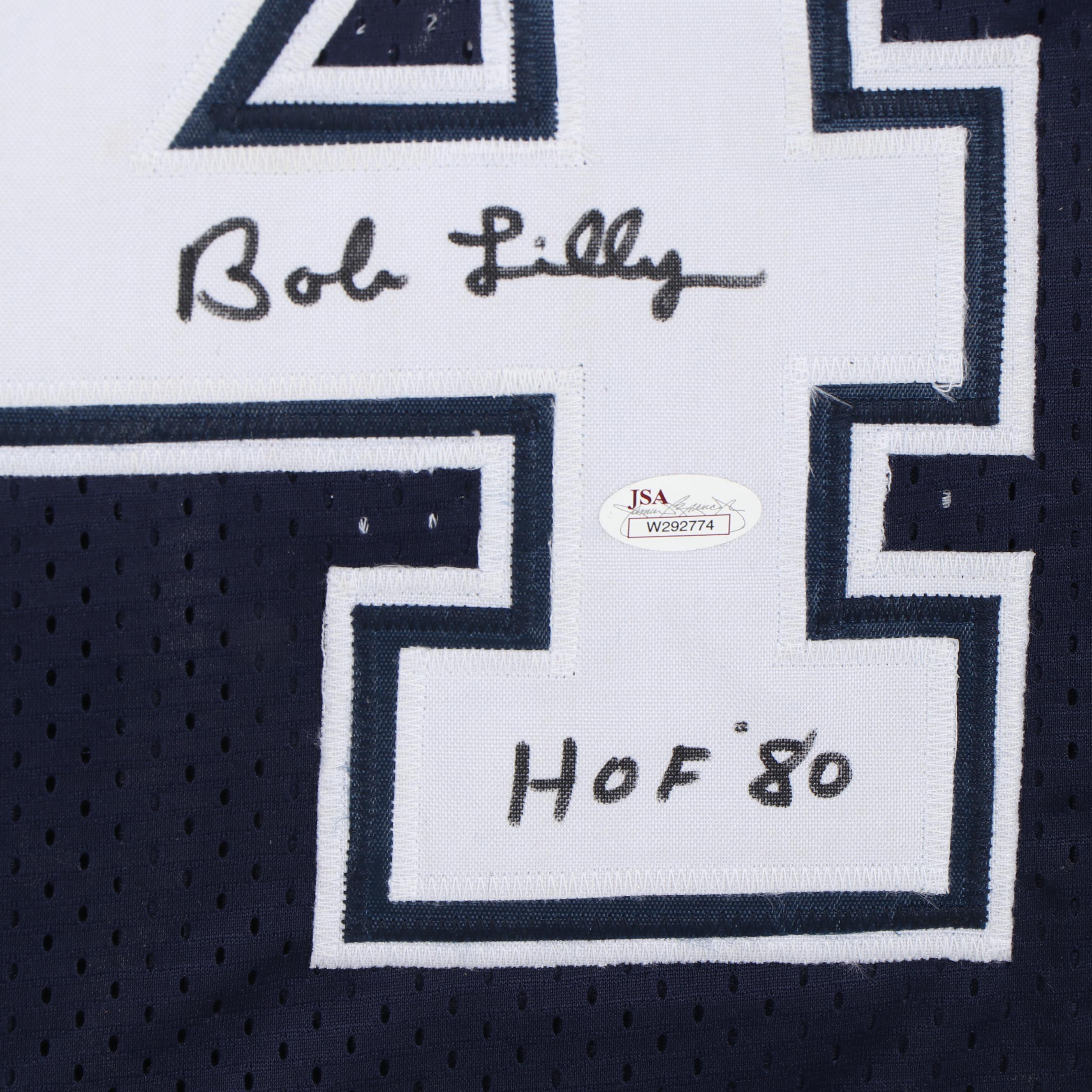 Framed Autographed Bob Lilly Replica Jersey - JSA COA