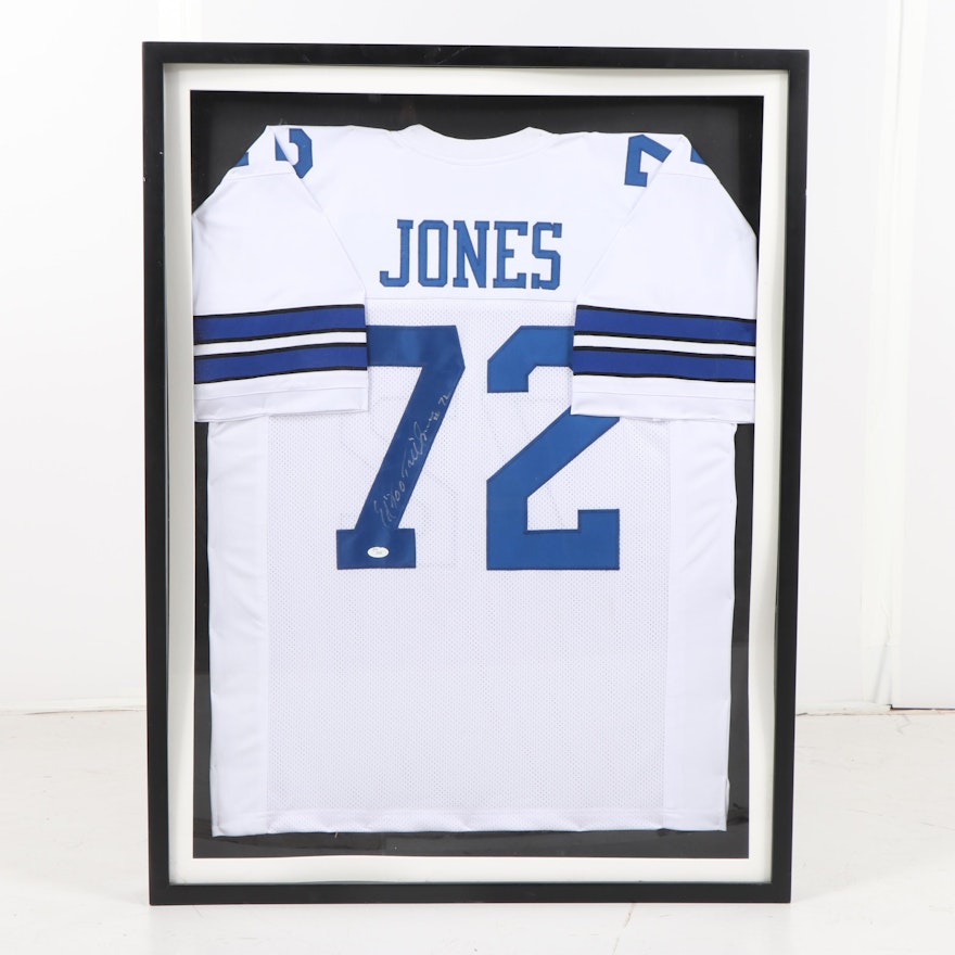 Framed Ed "Too Tall" Jones Autographed Dallas Cowboys Jersey - JSA COA