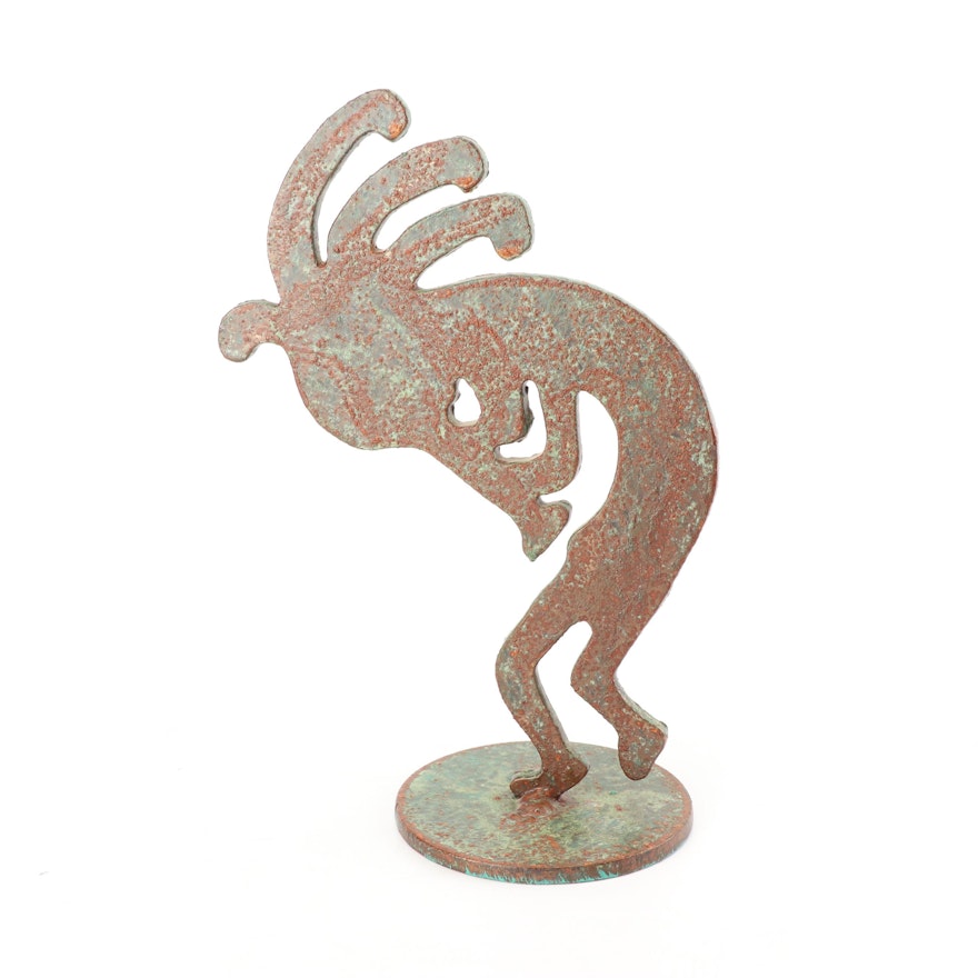 Signed Cast Iron Kokopelli Figurine