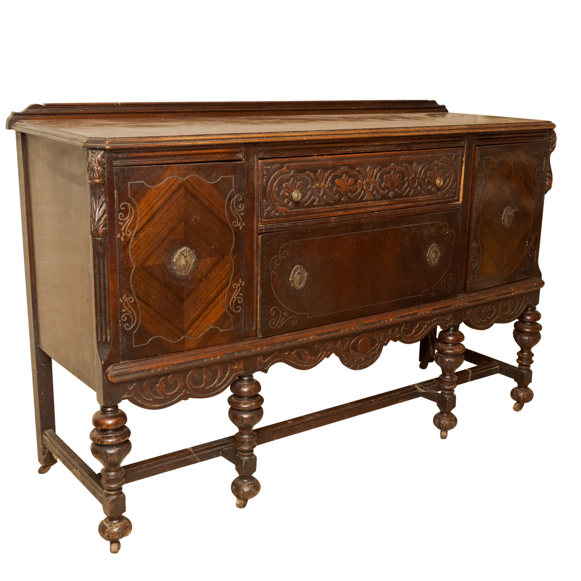 Jacobean Revival Style Walnut Buffet, Early 20th Century
