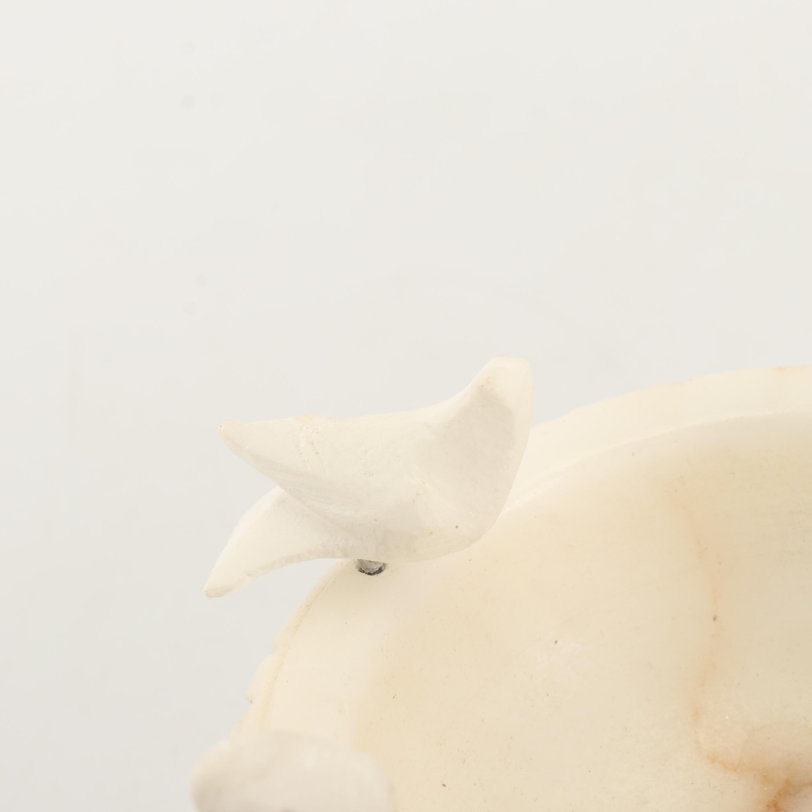 Carved Alabaster and Marble Birdbaths with Birds Figurines