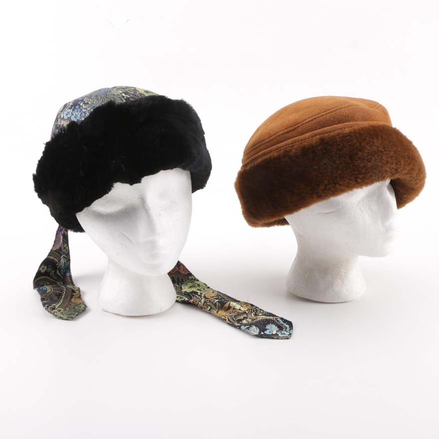 Women's Shearling and Sheared Beaver Fur Breton Hats including Scala Collezioni