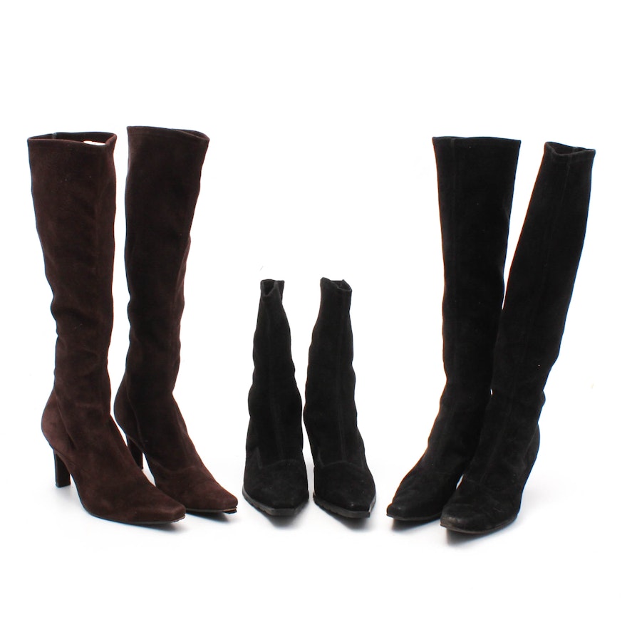 Three Pairs of Stuart Weitzman Suede Heeled Boots