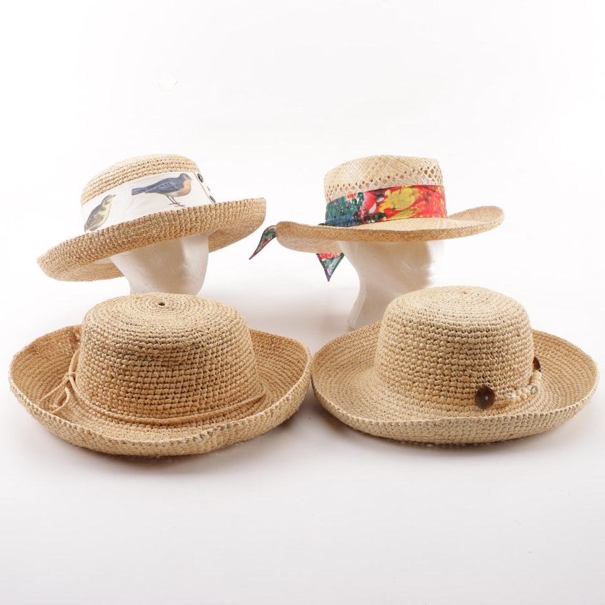 Women's Woven Natural Fiber Hats including Corroboree and The Scala Collection