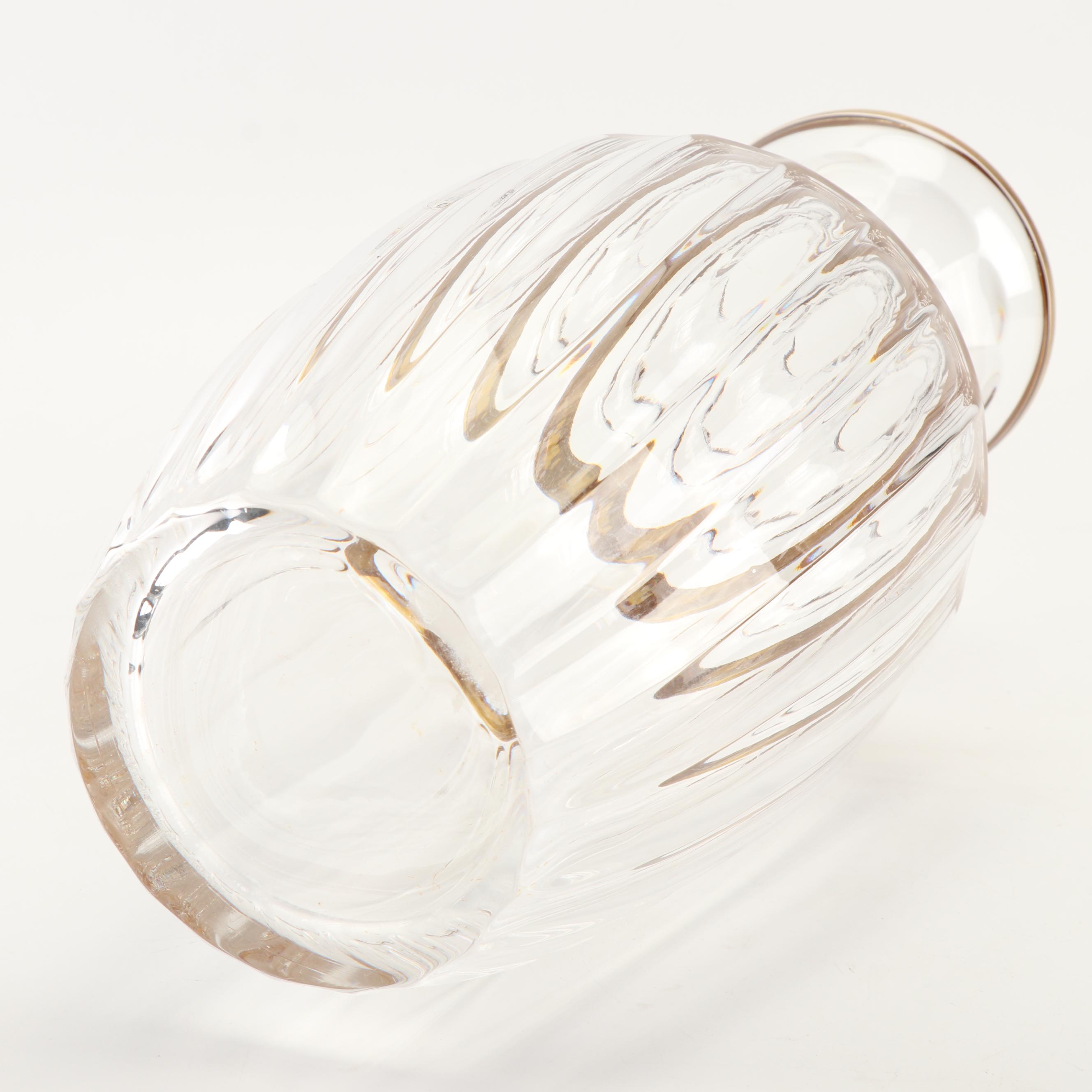 Marw Italian Crystal Vase with Gilt Trim