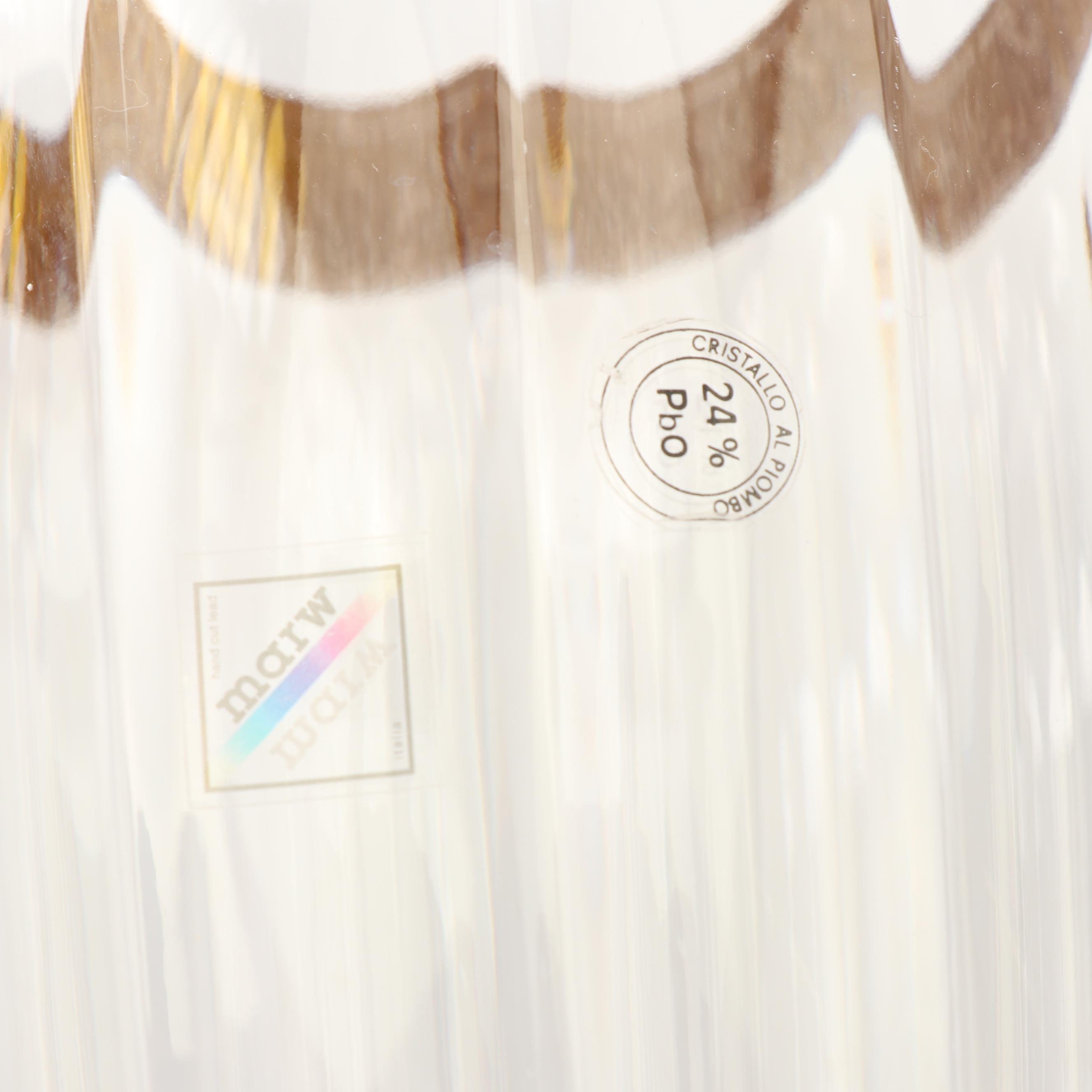 Marw Italian Crystal Vase with Gilt Trim