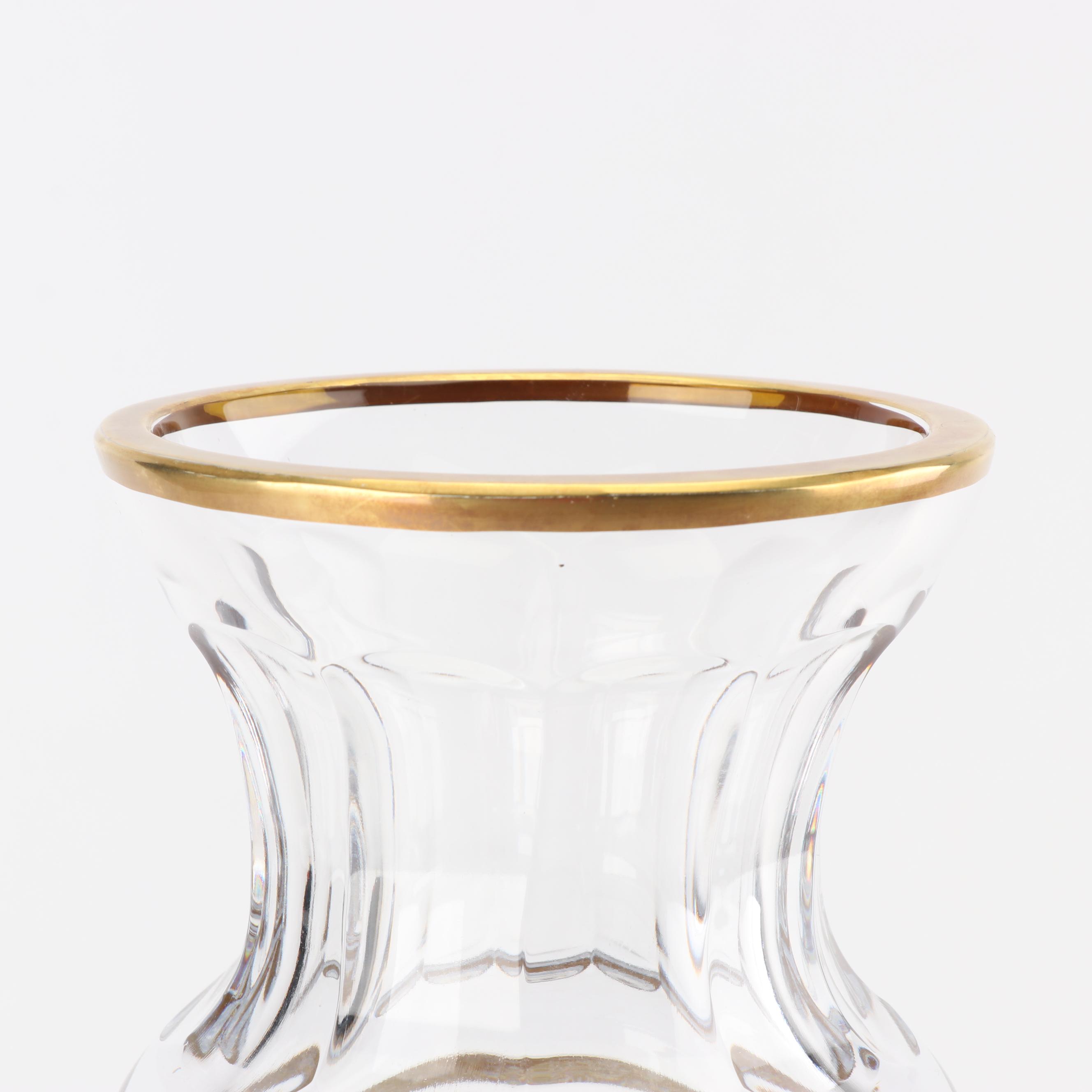 Marw Italian Crystal Vase with Gilt Trim